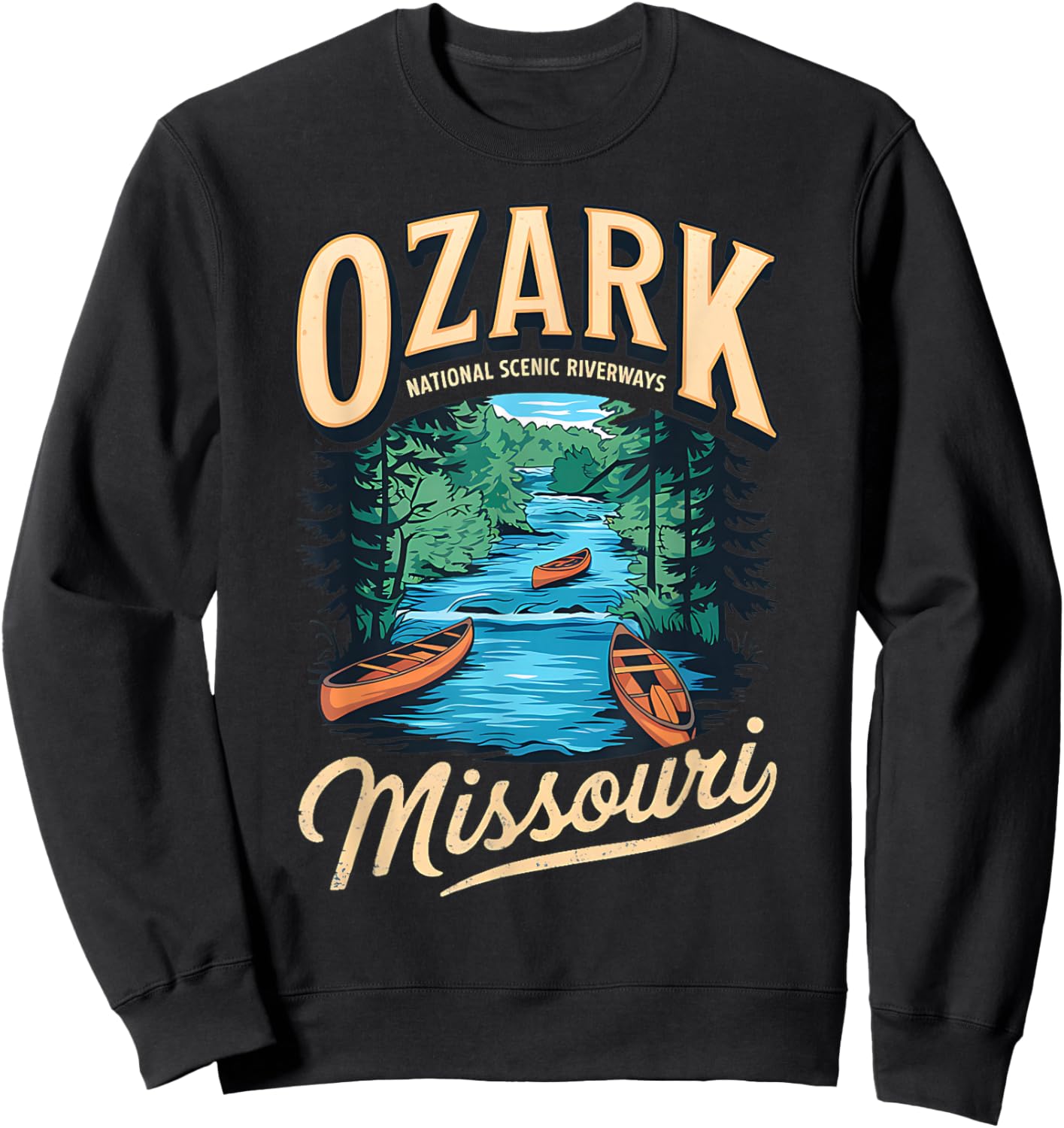 Ozark National Scenic Riverways Canoe Adventure Sweatshirt - Sweatshirt | Black
