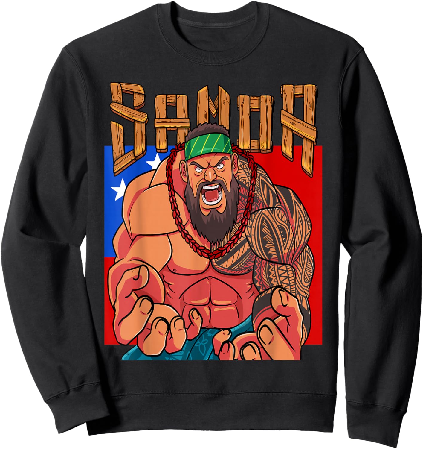Samoan Pride Polynesian Warrior Samoa Flag Matai Sweatshirt - Sweatshirt | Black