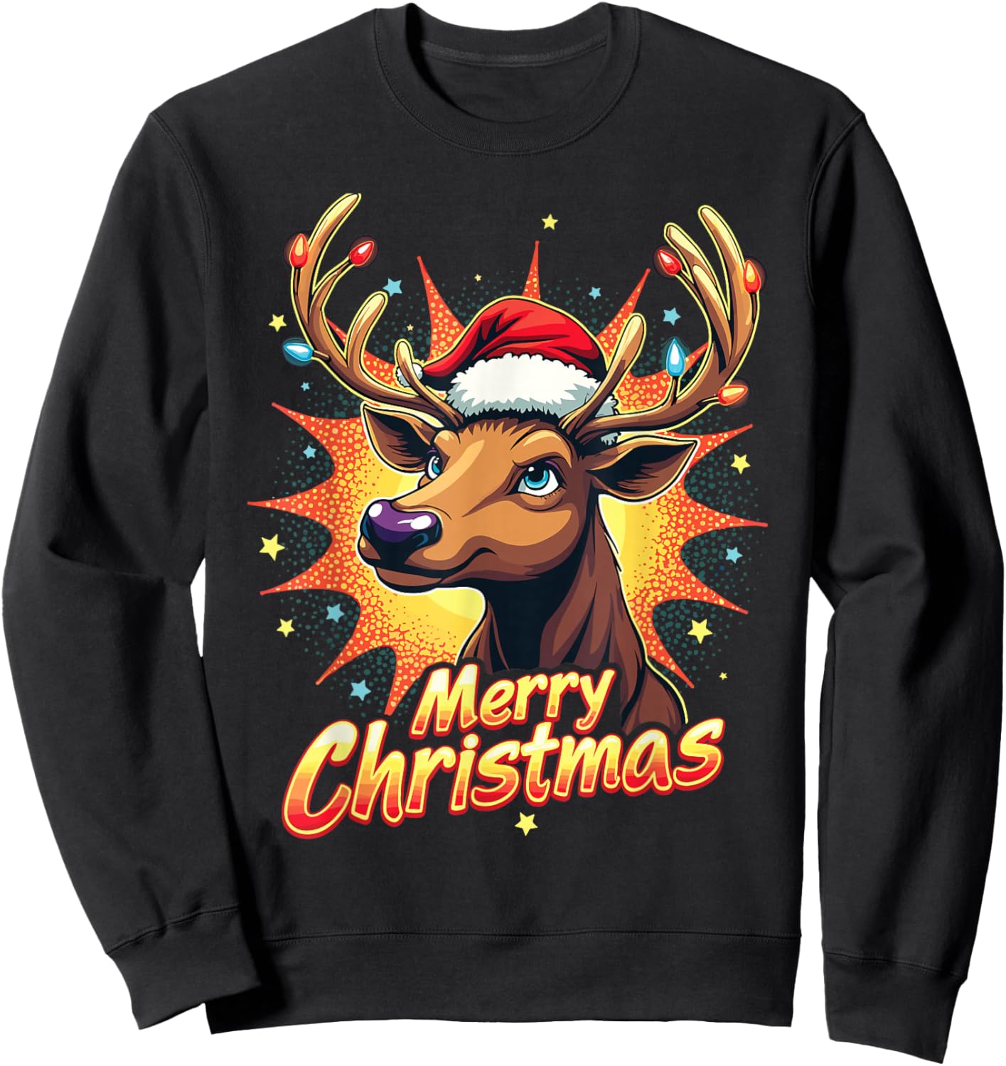 Merry Christmas Reindeer Xmas Family Festivities Sweatshirt - Sweatshirt | Black