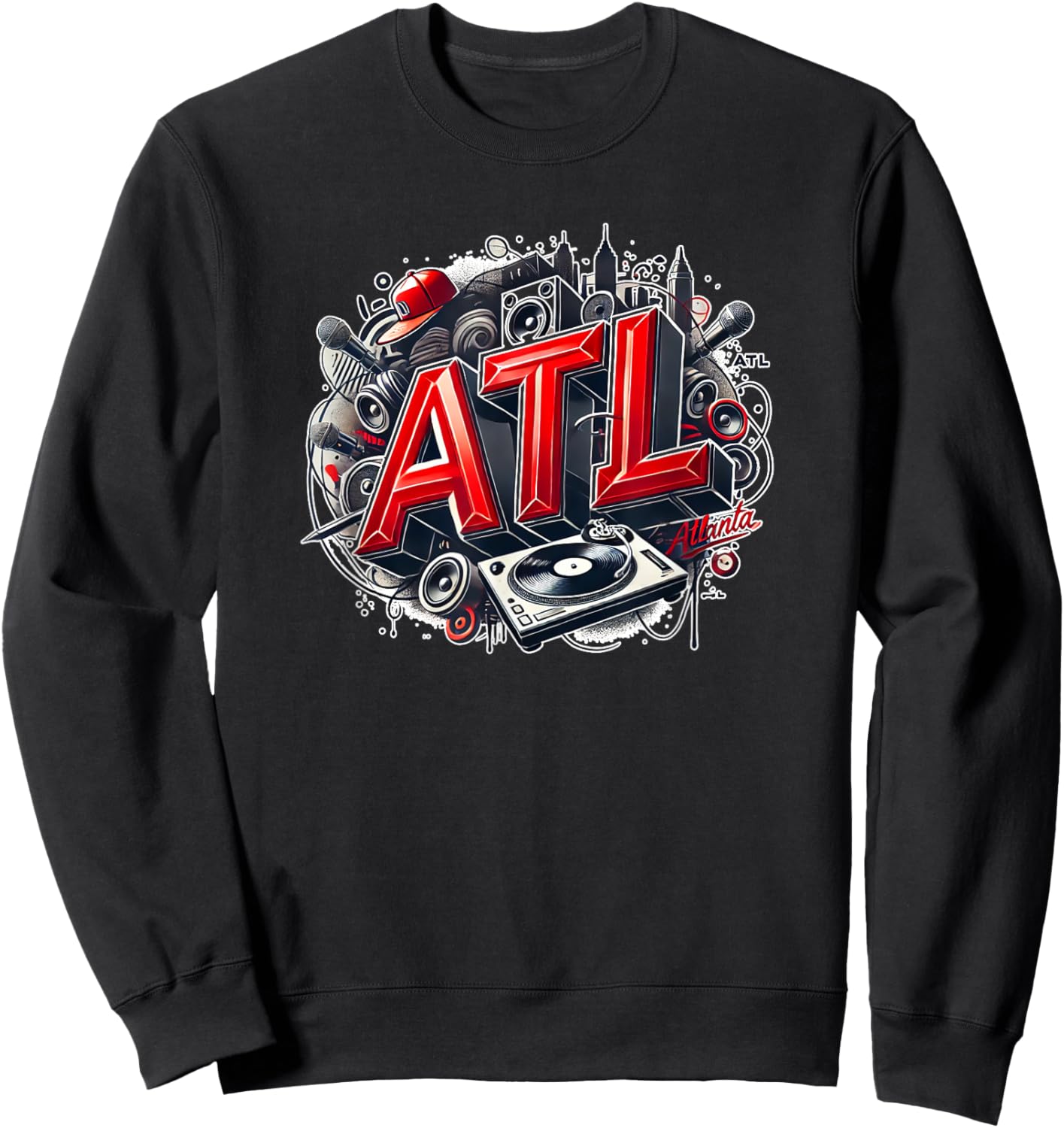 ATL / Atlanta DJ Hip Hop Turntable Sweatshirt - Sweatshirt | Black