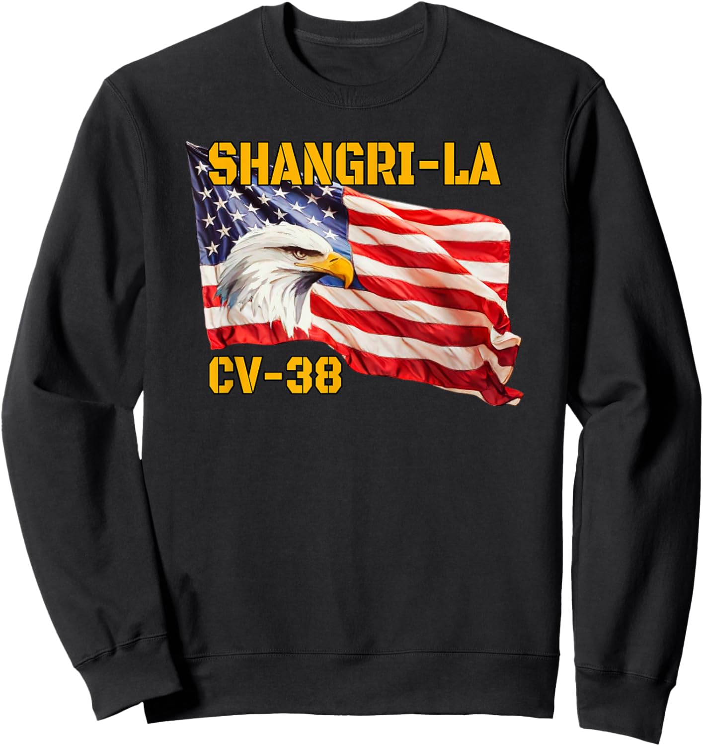 Warship Shangri-La CV-38 Aircraft Carrier Veterans Day Dad Sweatshirt - Sweatshirt | Black