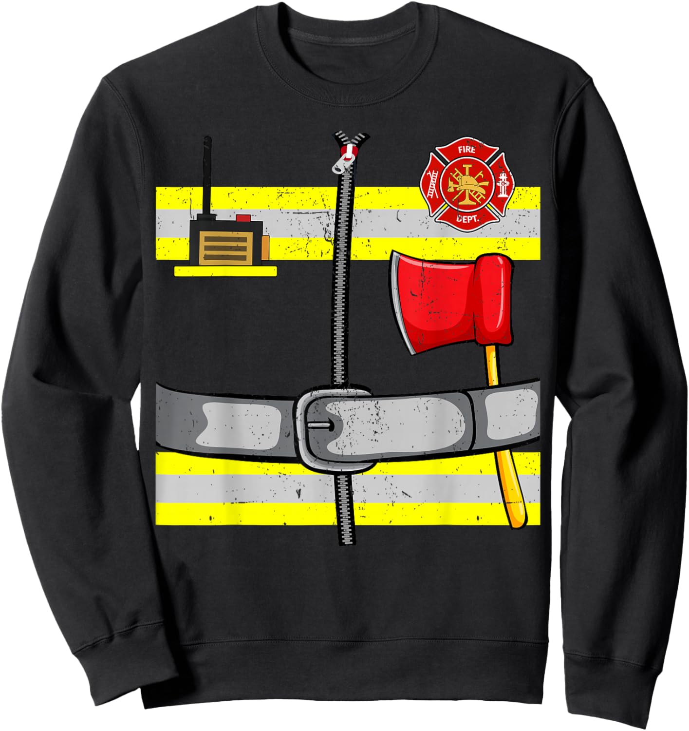 Funny Firefighter Fireman DIY Costume Cosplay Halloween Day Sweatshirt - Sweatshirt | Black