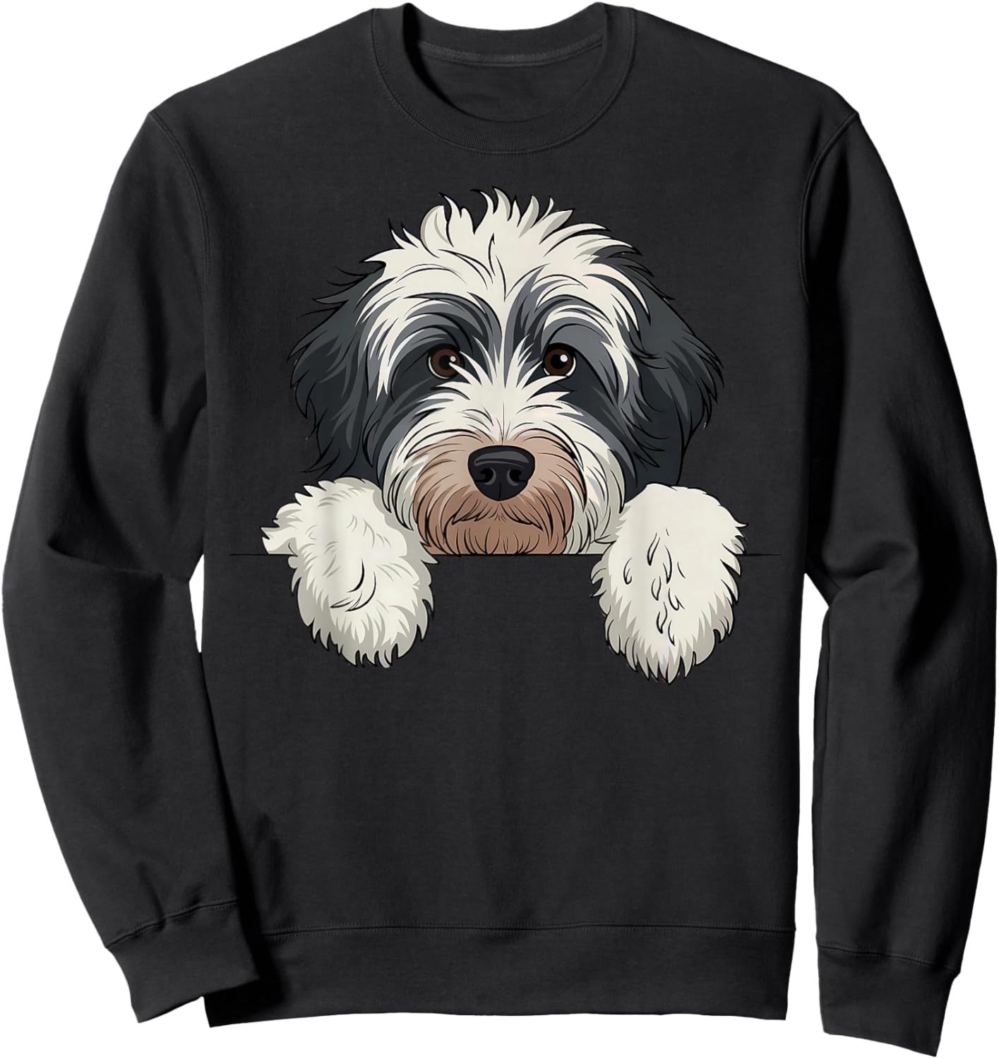 Cute Bernedoodle Peeking Doodle Puppy Dog Lover Men Women Sweatshirt - Sweatshirt | Black