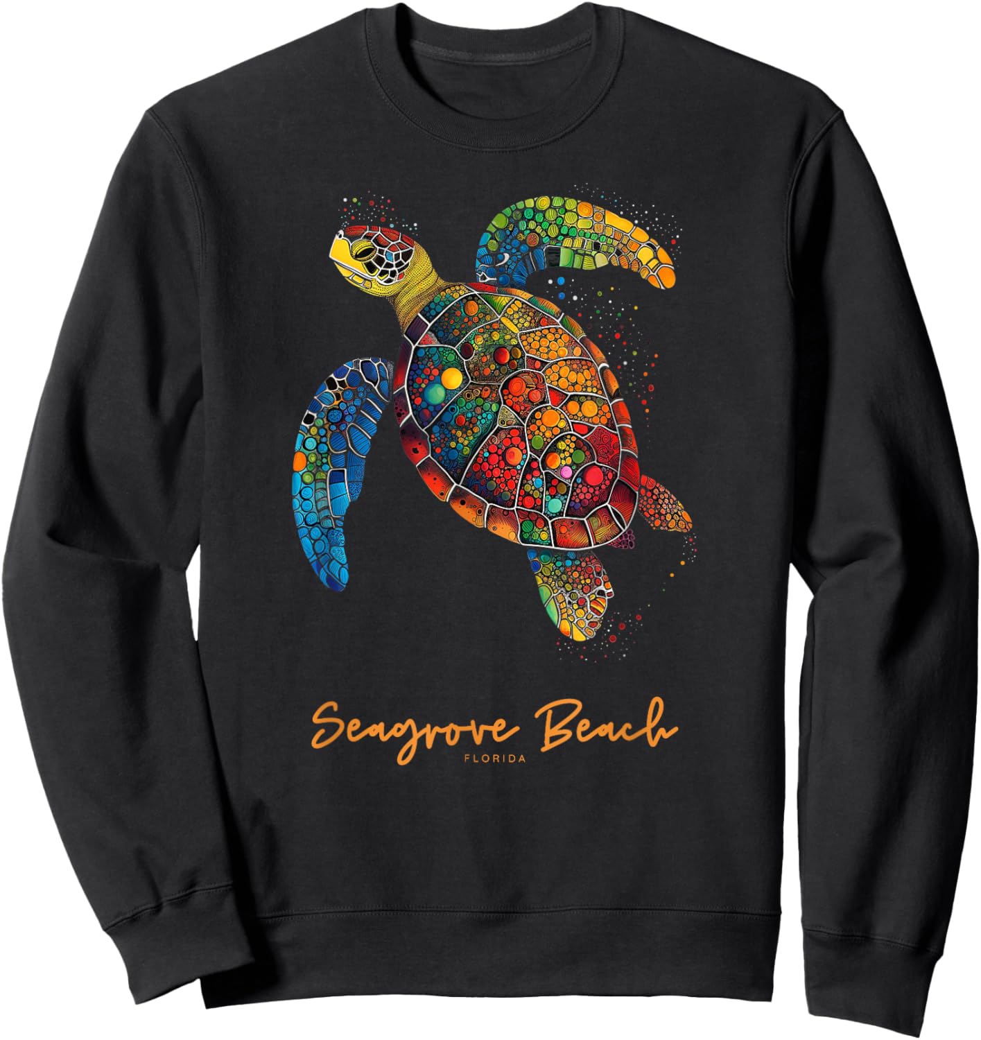 Seagrove Beach FL 30A Florida Vacation Vintage Sea Turtle Sweatshirt - Sweatshirt | Black