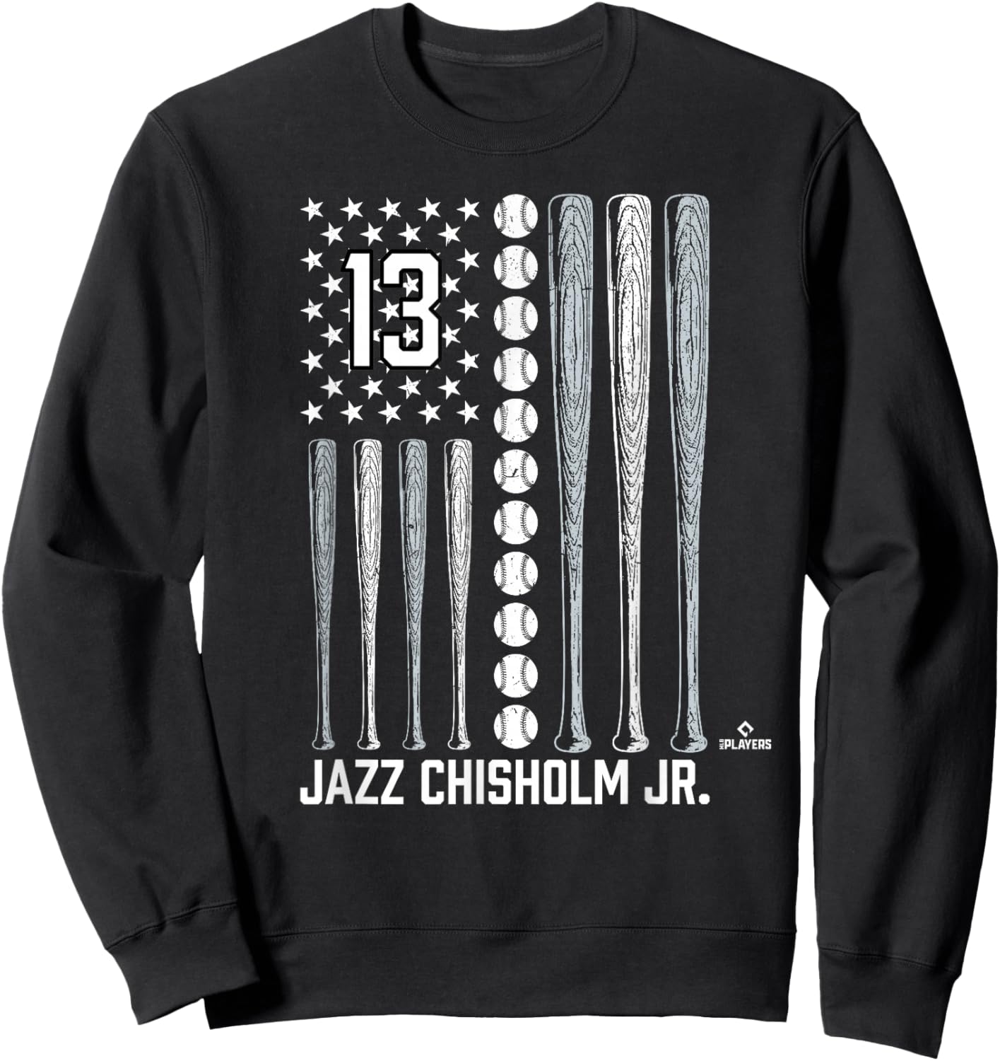 Baseball American Flag Jazz Chisholm Jr. New York Baseball Sweatshirt - Sweatshirt | Black