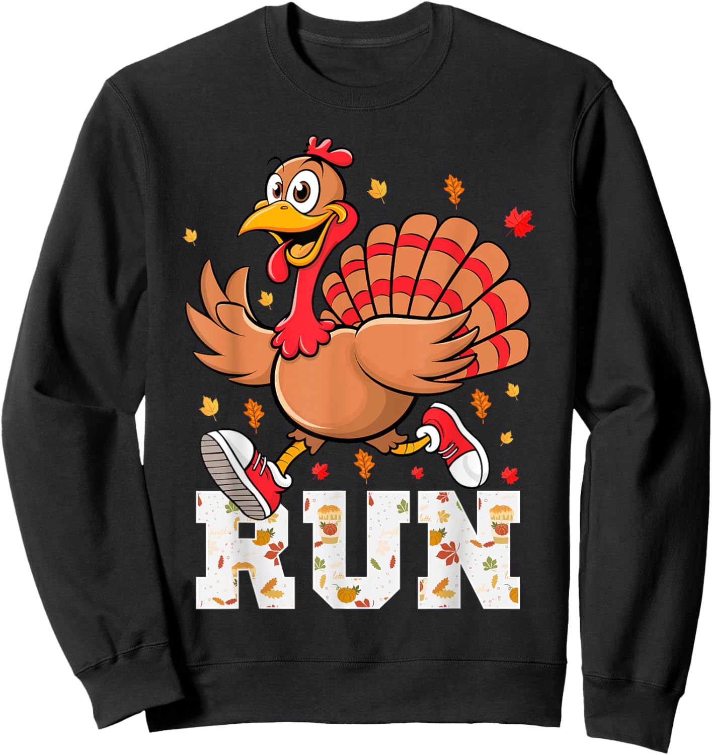 Turkey Run Costume Kids Thanksgiving Running Turkey Trot Sweatshirt - Sweatshirt | Black