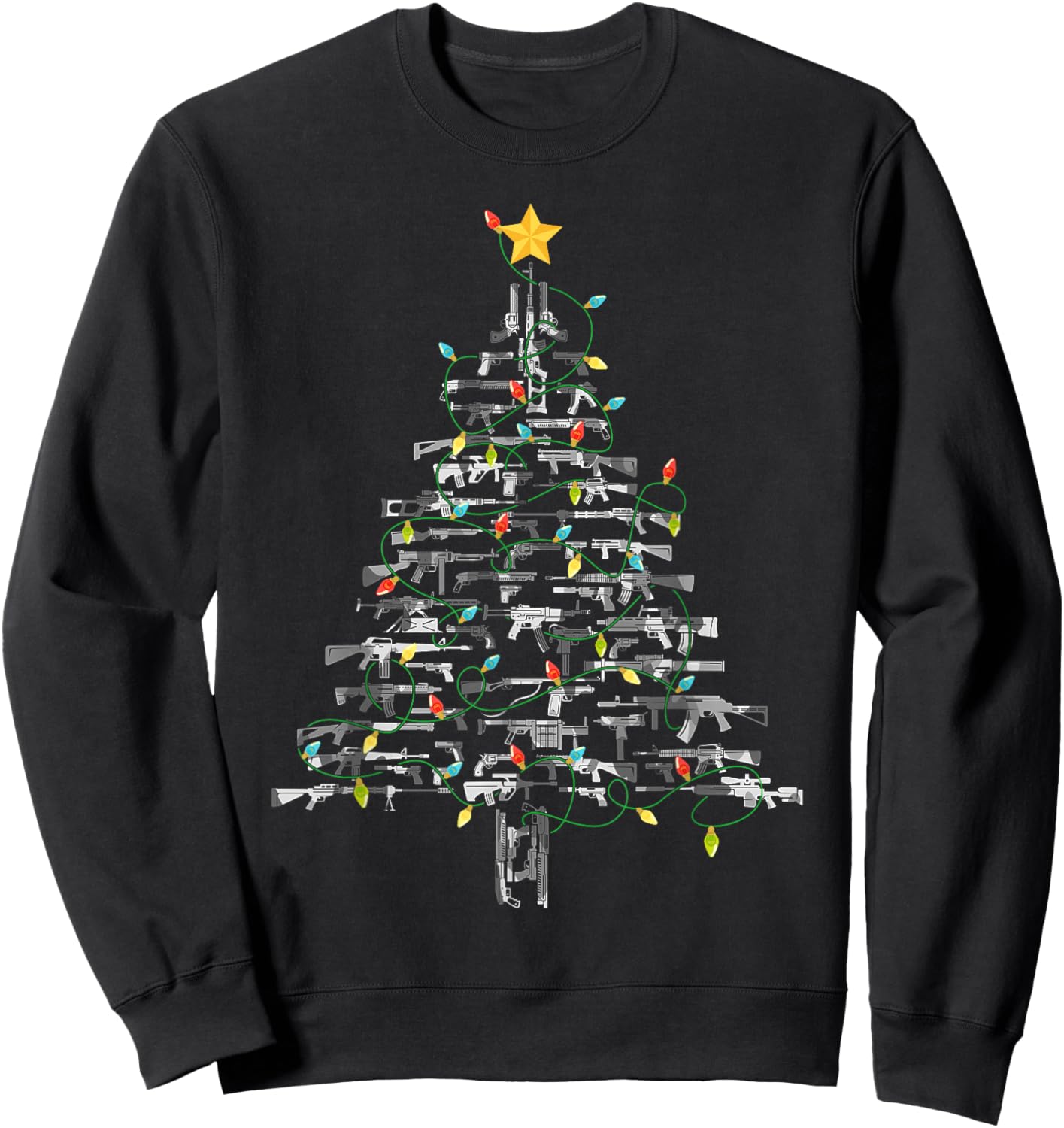 Gun Lover Christmas Tree Gun Owner Xmas Lover Novelty Sweatshirt - Sweatshirt | Black
