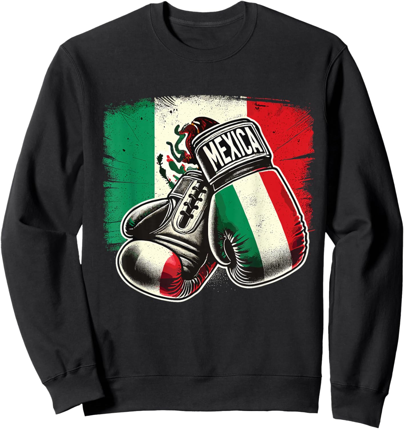 Mexican Boxing Mexican Boxing Gloves Flag Sweatshirt - Sweatshirt | Black