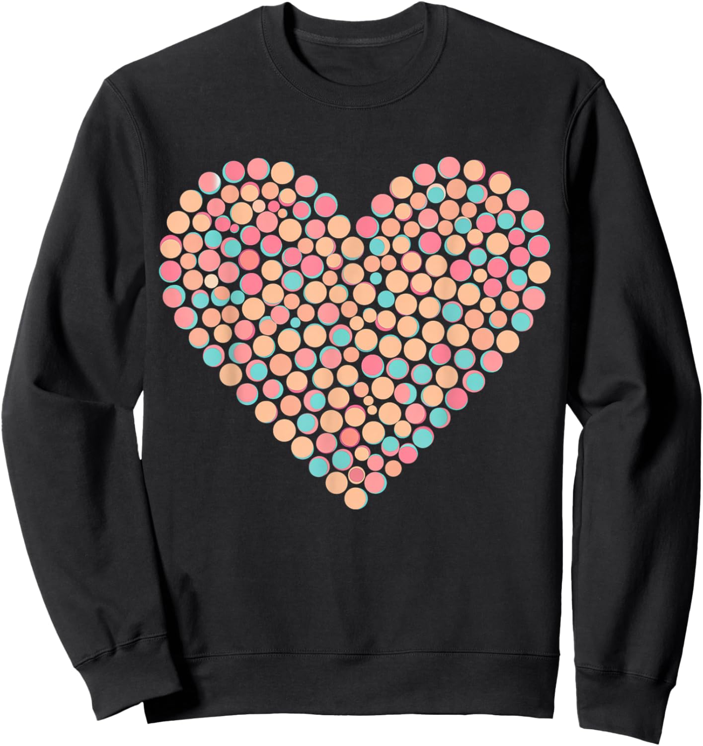 Colorful Heart Polka Dot Sweatshirt - Sweatshirt | Black