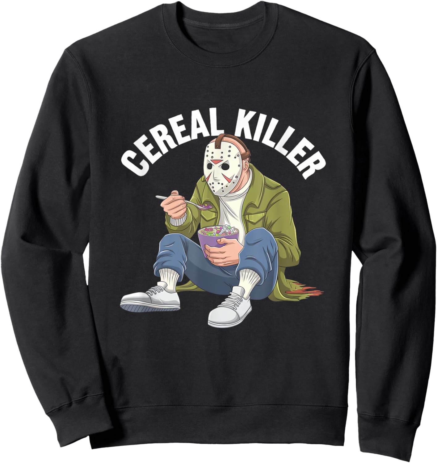 Cereal Killer Funny Halloween Horror Movie Masked Man Sweatshirt - Sweatshirt | Black