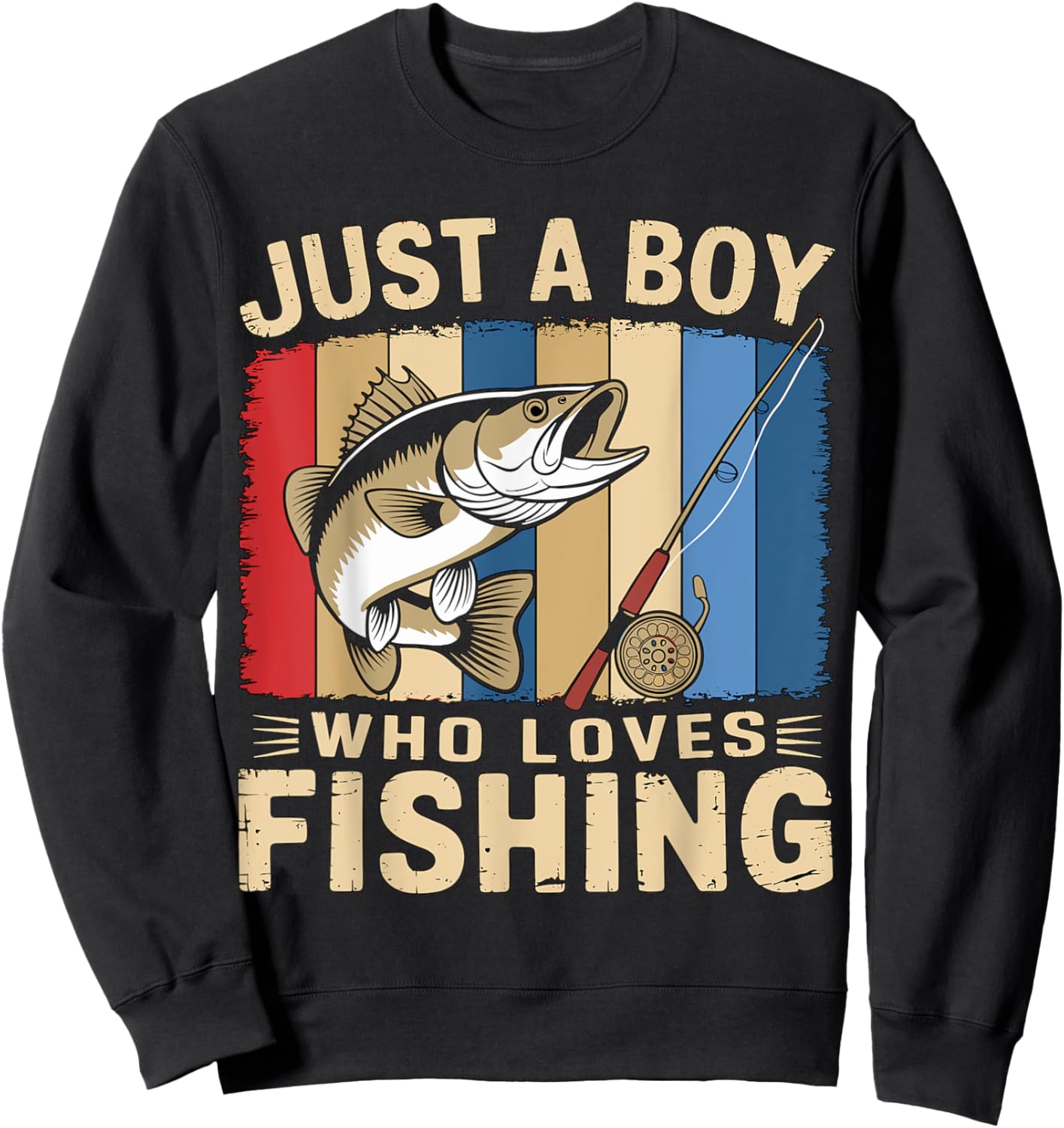 Magical and Funny Fisher Gifts Fisherman Just a Boy who loves Fishing Adult Fishing Black Short Sleeve Regular Fit Small Sweatshirt - Sweatshirt | Black