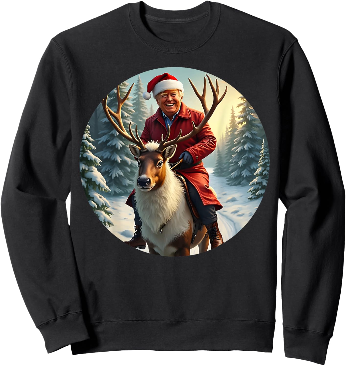 Santa Trump Xmas Donald Apparel Funny Christmas Pajamas Sweatshirt - Sweatshirt | Black