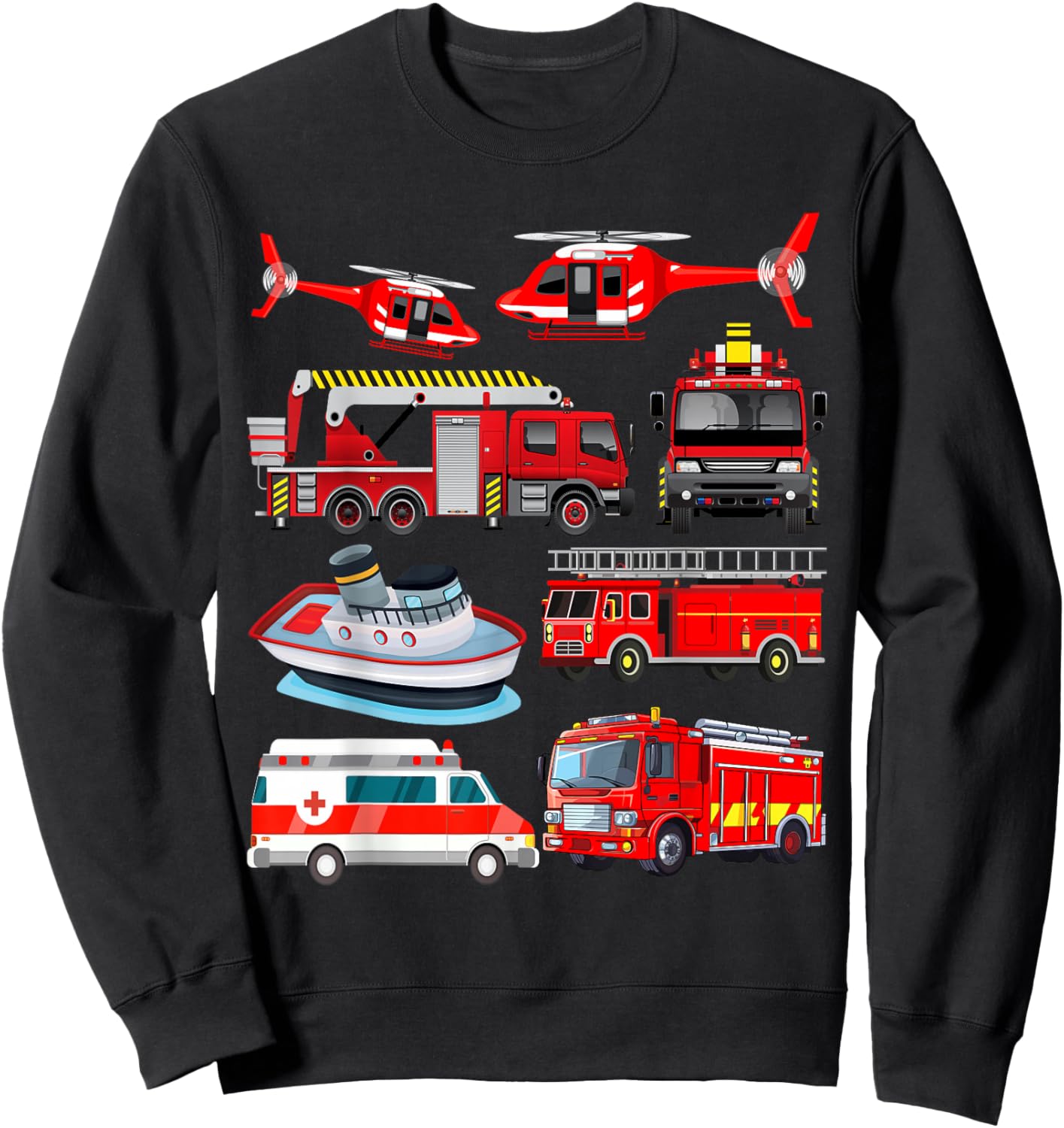 Firetruck Boys Men Firefighter Fireman Fire Engine Truck Sweatshirt - Sweatshirt | Black