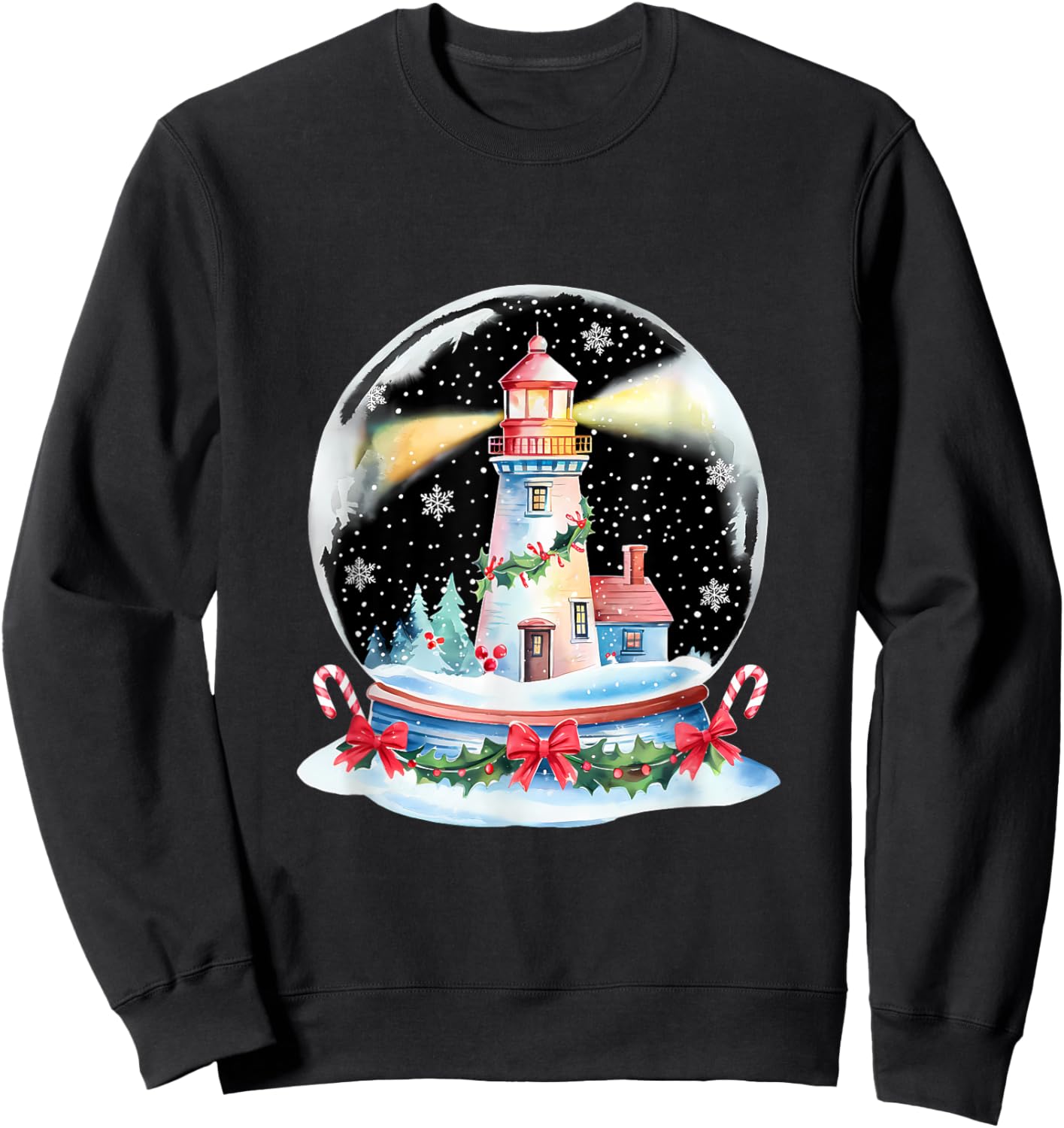 Christmas Ball Lighthouse Xmas Merry Christmas Winter Sweatshirt - Sweatshirt | Black