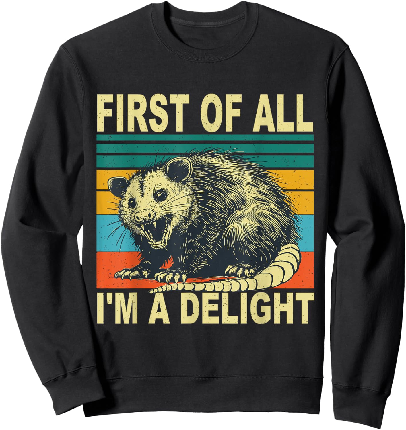 First of All I'm A Delight Possum Sweatshirt - Sweatshirt | Black