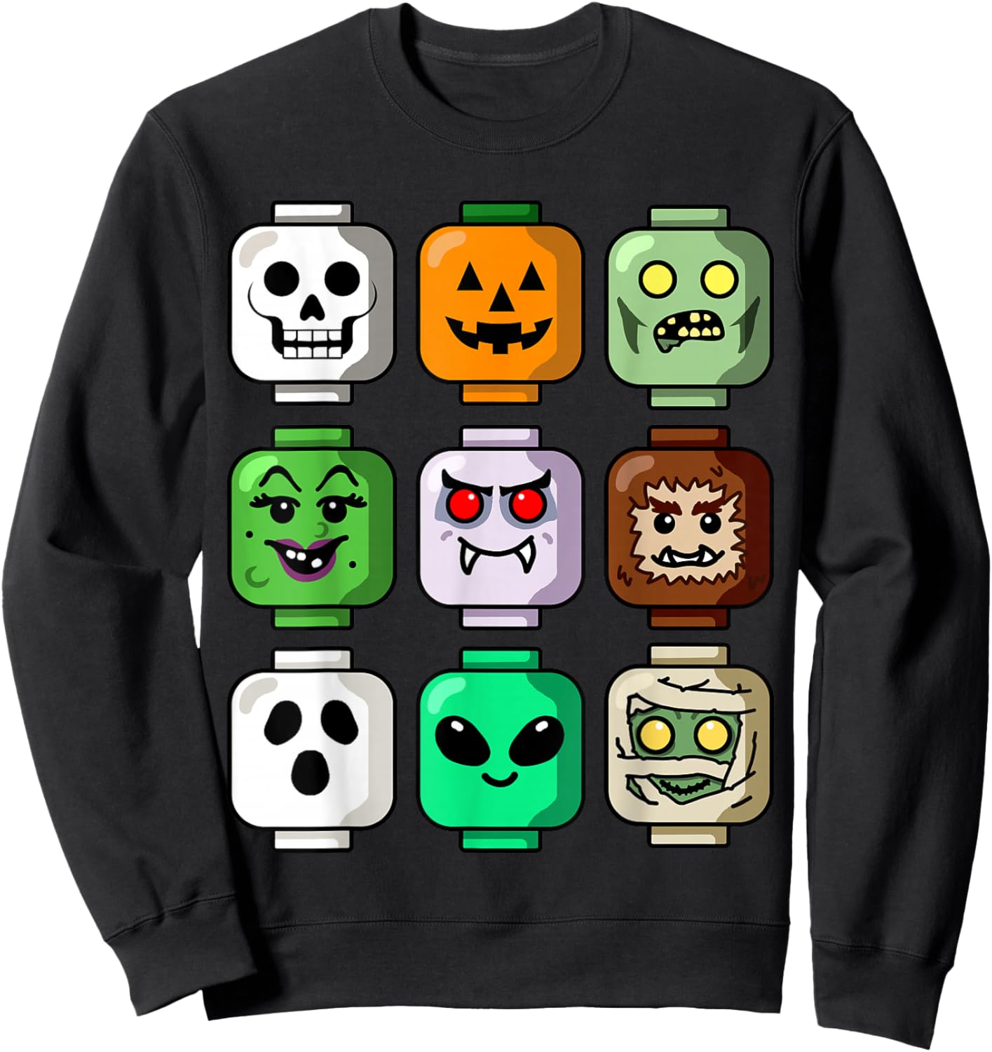 Halloween Building Brick Head Pumpkin Ghost Zombie Boys Sweatshirt - Sweatshirt | Black