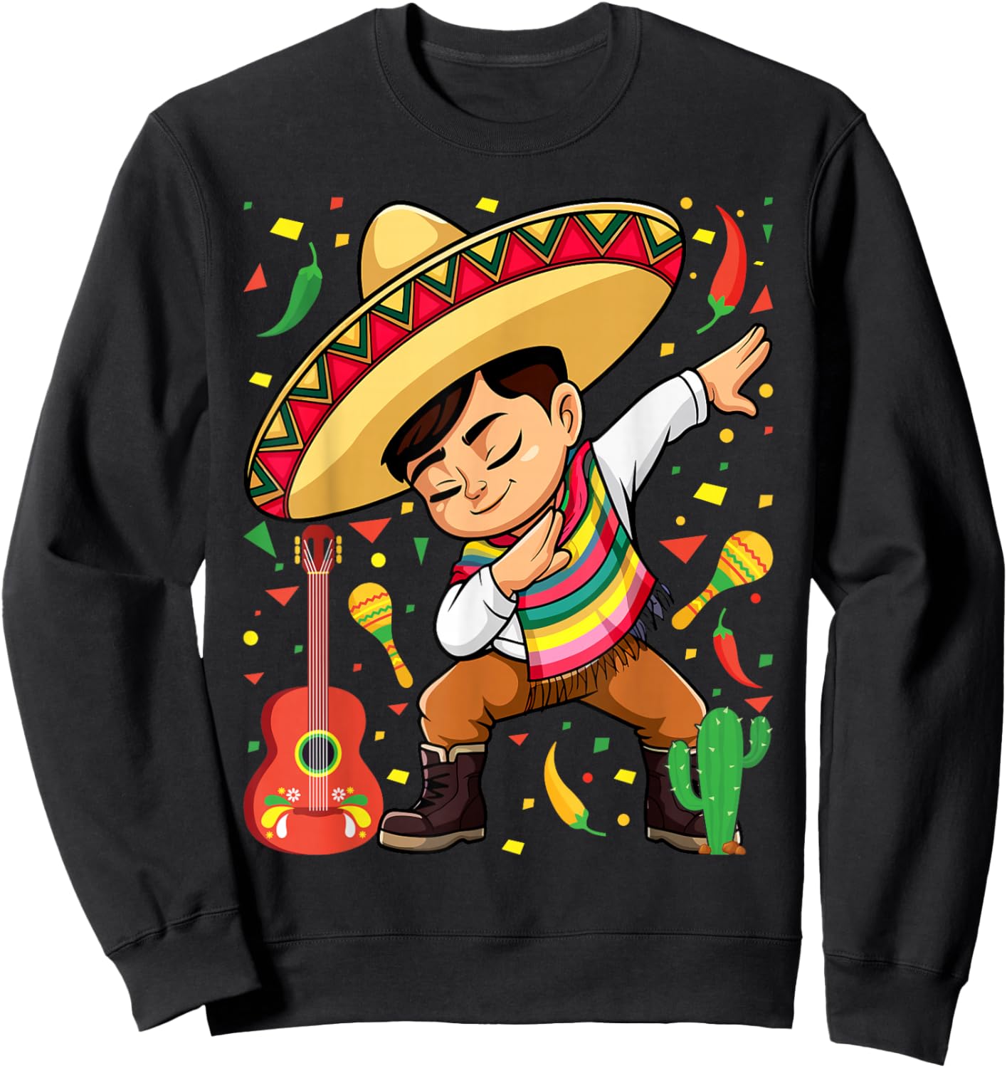 Mexican Boy Dabbing Poncho Cinco de Mayo Sweatshirt - Sweatshirt | Black
