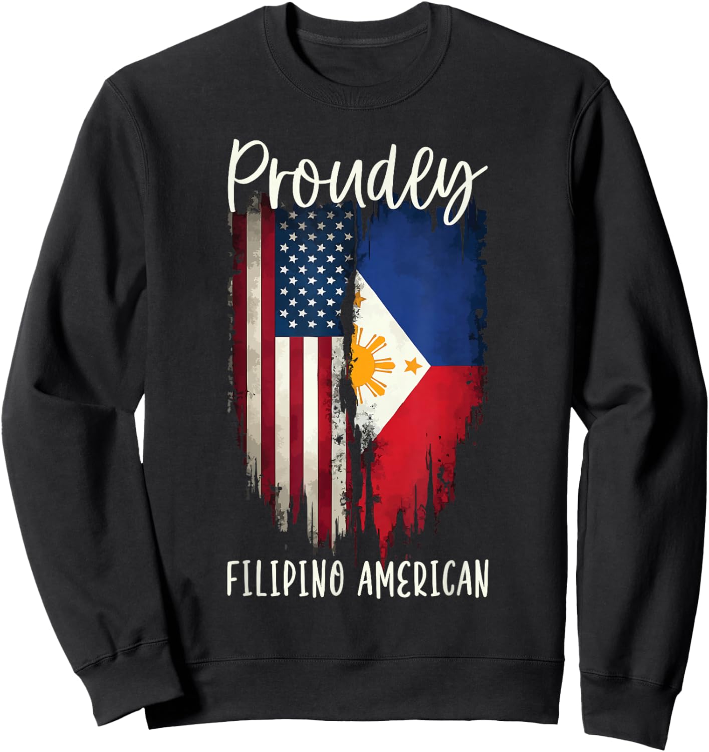 Half Filipino Half American USA Flag Filipino American Sweatshirt - Sweatshirt | Black