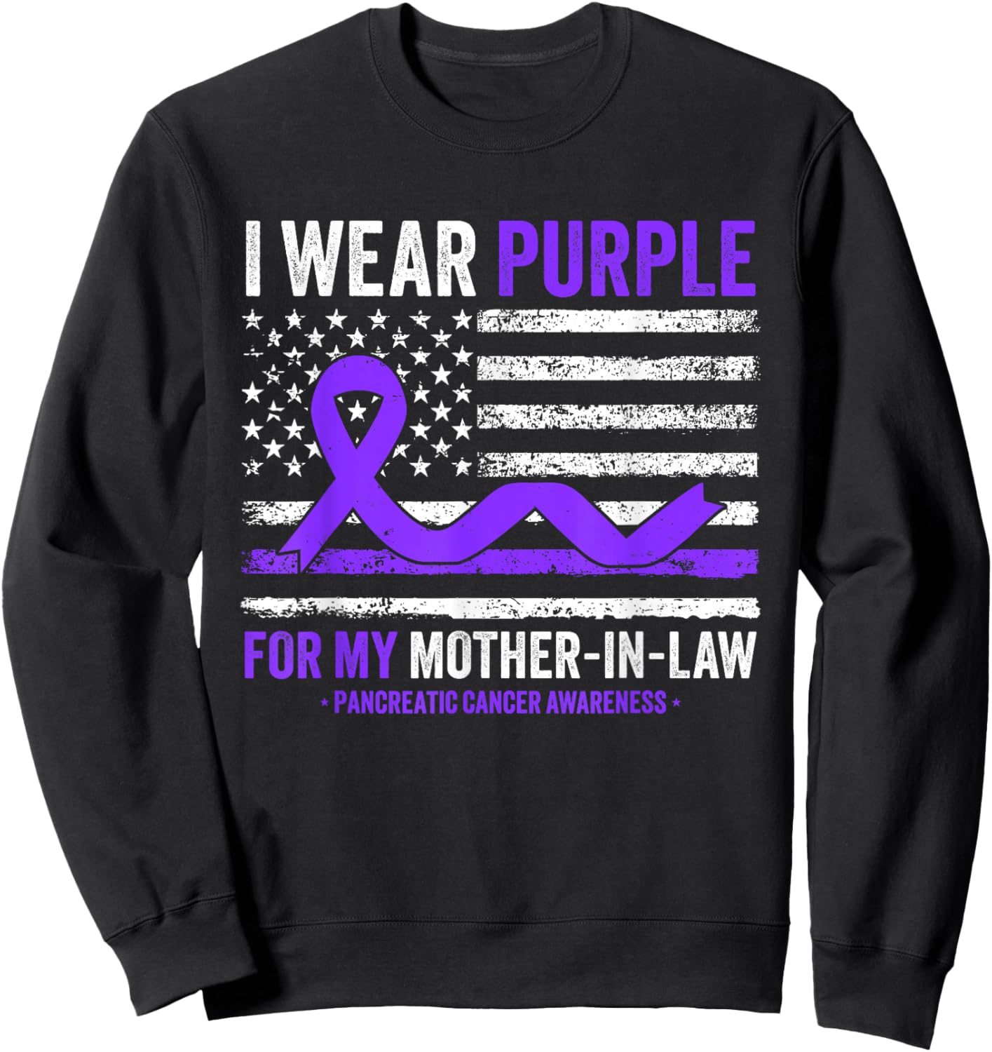 I Wear Purple For My Mother-In-Law Pancreatic Cancer Sweatshirt - Sweatshirt | Black