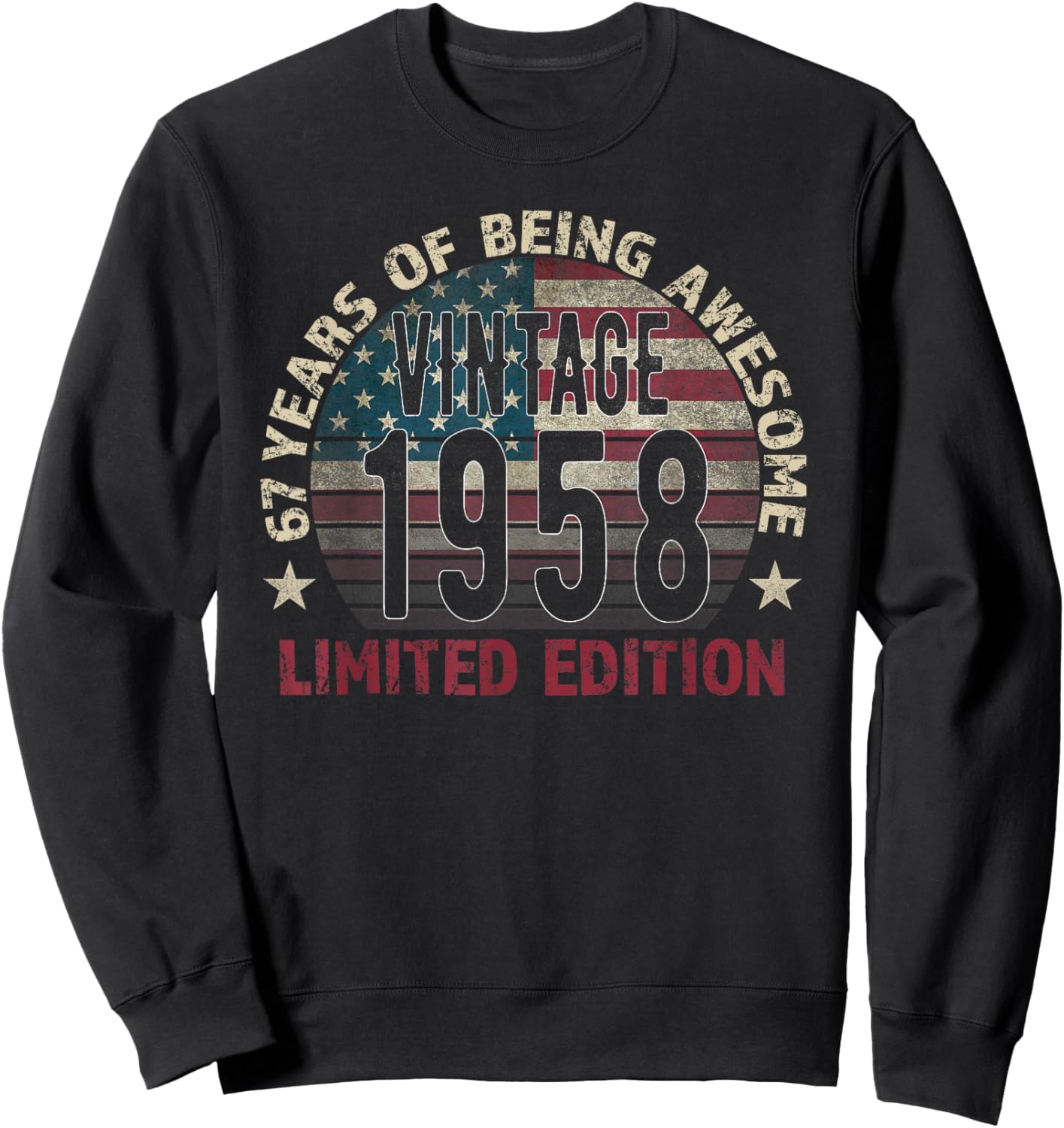 67th Birthday Gift men Vintage born 1958 turning 67 Year Old Sweatshirt - Sweatshirt | Black