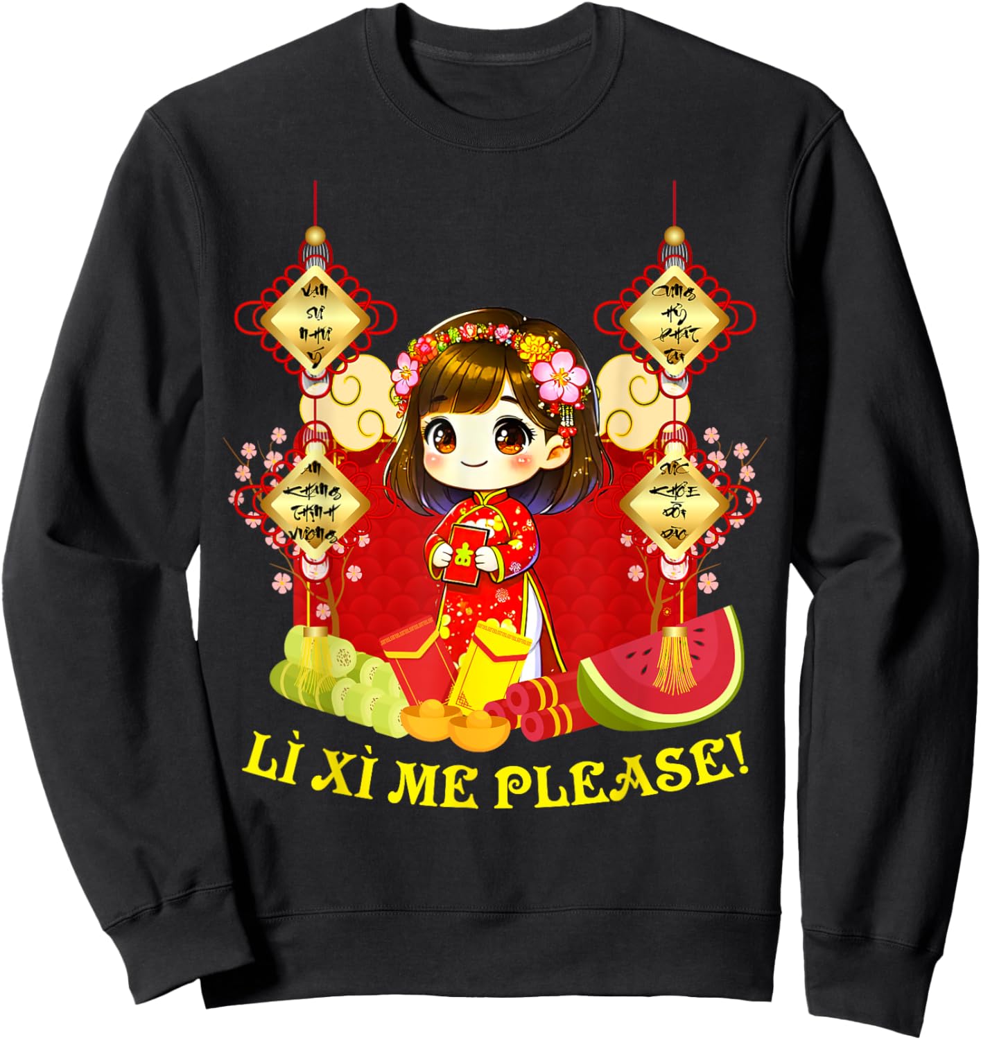 Li Xi Me Please Xuan At Ty Happy Tet Chuc Mung Nam Moi 2025 -Child Sweatshirt - Sweatshirt | Black