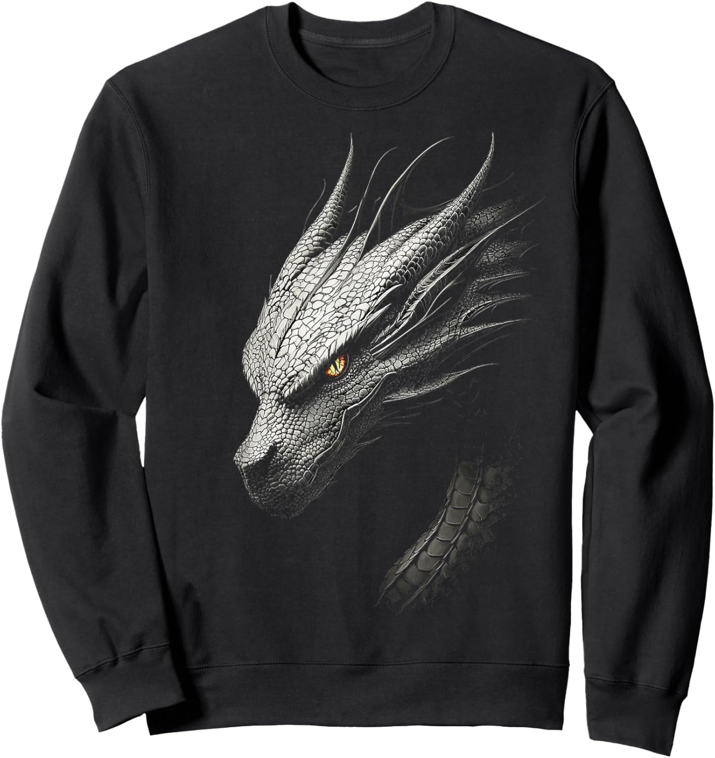 Silver Dragon Graphic Mythical Artwork Silver Dragon Sweatshirt - Sweatshirt | Black
