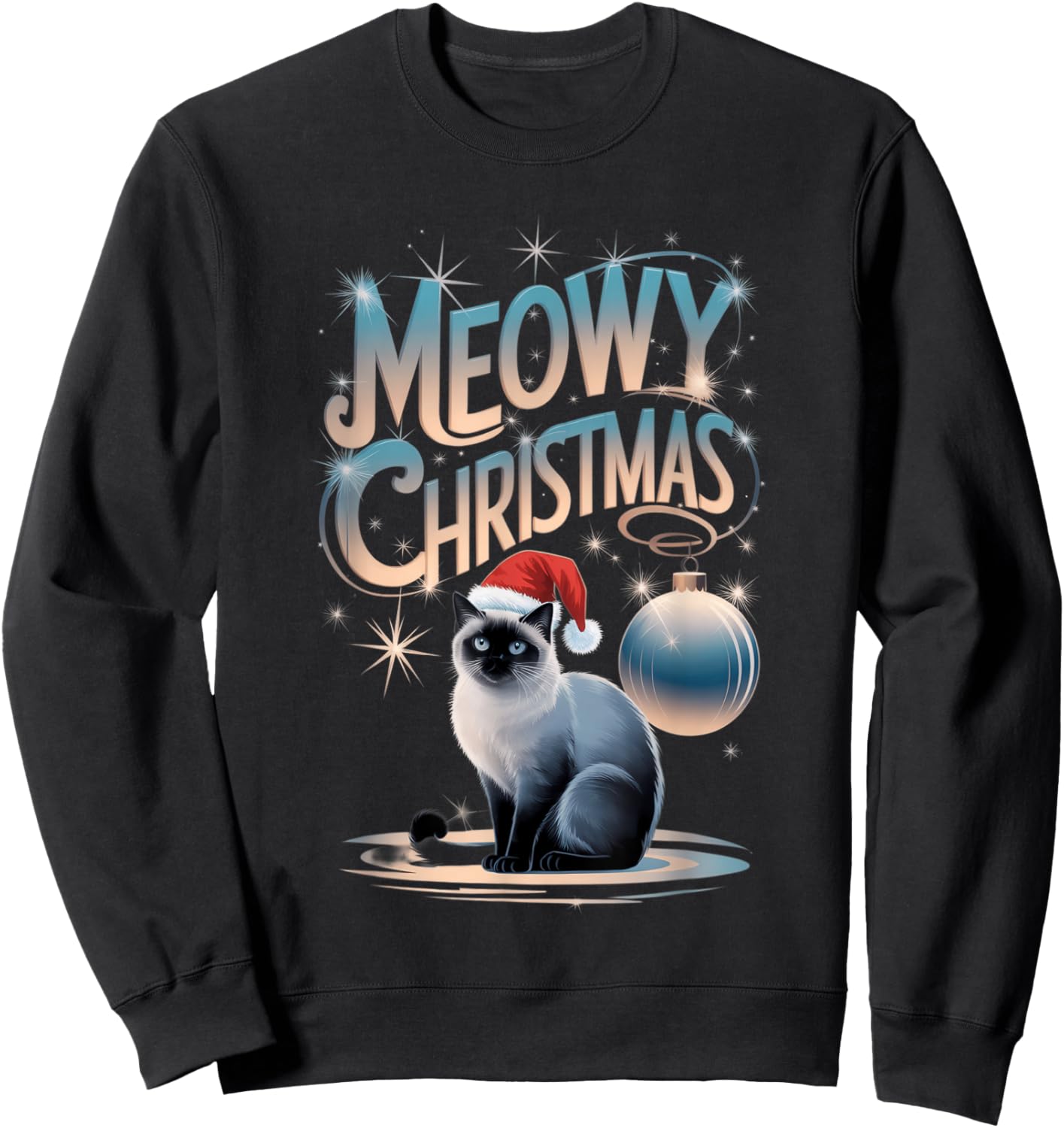 Meowy Christmas Cat Mama - Siamese Cat Lover Women Kids Sweatshirt - Sweatshirt | Black