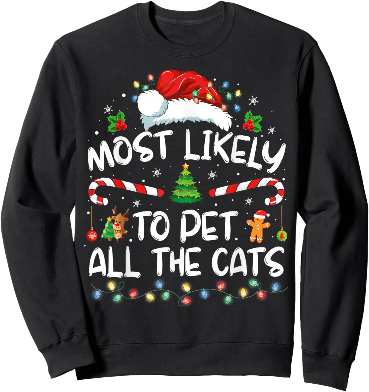 Most Likely To Christmas Pet All The Cats Matching Sweatshirt - Sweatshirt | Black