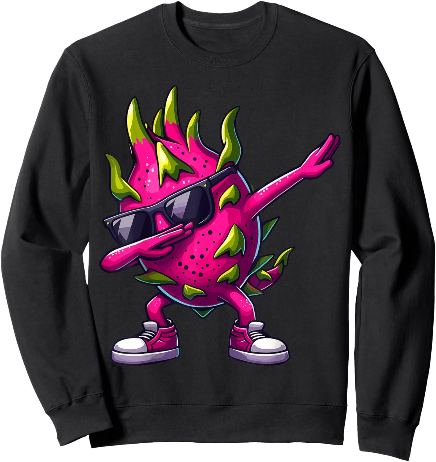 Dragon fruit Dabbing Dance Sunglasses Fruit Lovers Sweatshirt - Sweatshirt | Black