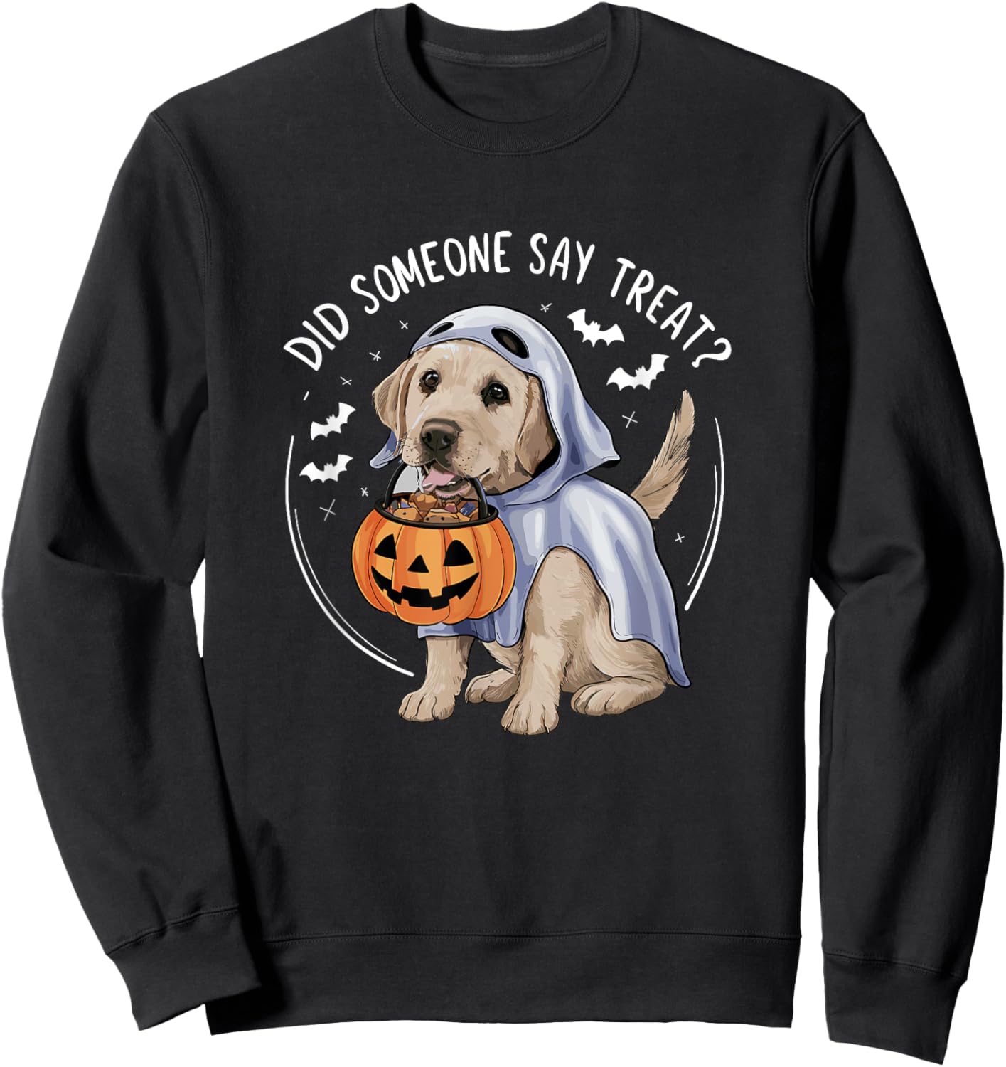Ghost Labrador Puppy Treats Halloween Labrador Dog Lover Women Kids Sweatshirt - Sweatshirt | Black