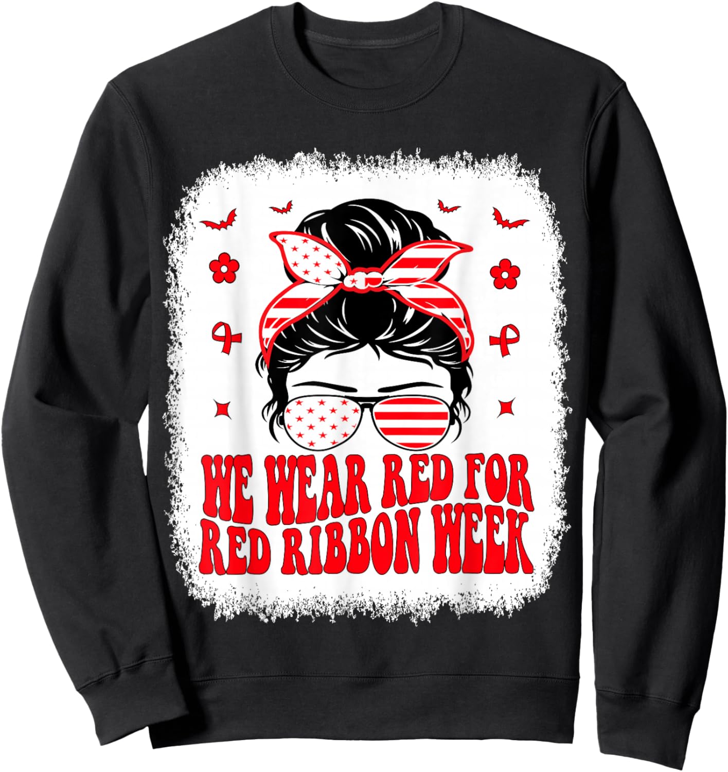 Drug Free Red Ribbon Week Awareness Say No to Drugs Wear Red Sweatshirt - Sweatshirt | Black
