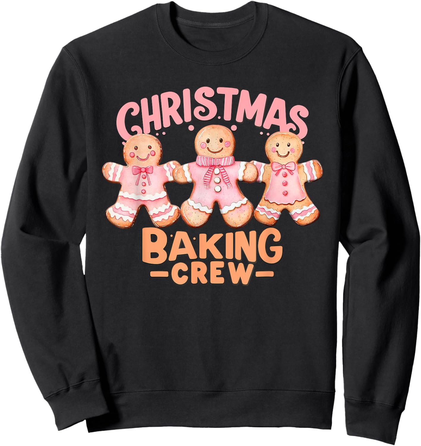 Christmas Baking Crew Pink Gingerbread Cookie Family Baking Sweatshirt - Sweatshirt | Black