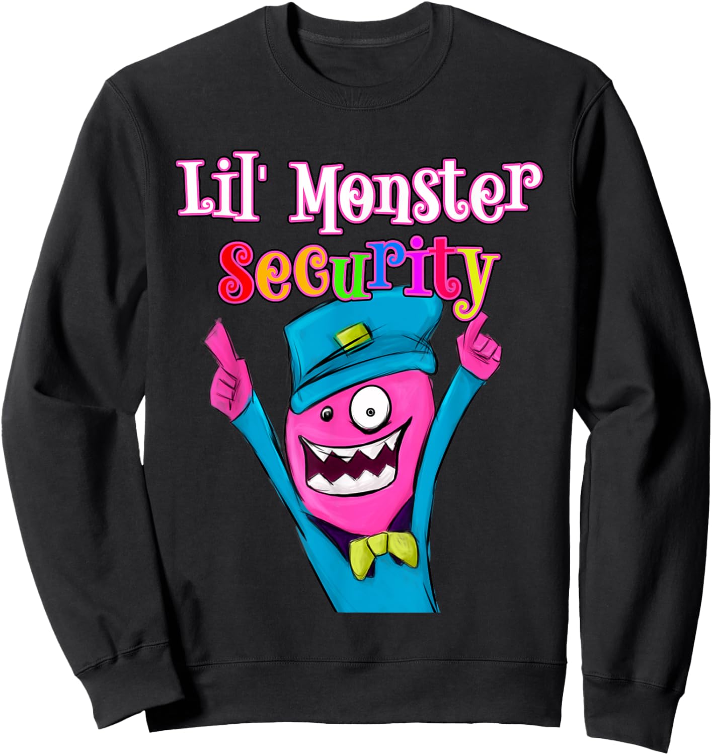 Halloween Dad Mom Daughter Adult , Lil' Monster Security Sweatshirt - Sweatshirt | Black