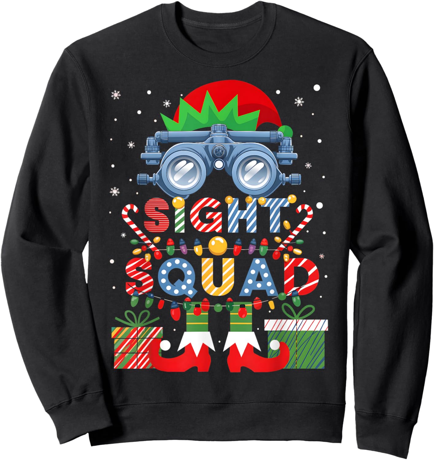 Sight Squad Christmas Optometrist Shirt Eye Doctor Optician Sweatshirt - Sweatshirt | Black