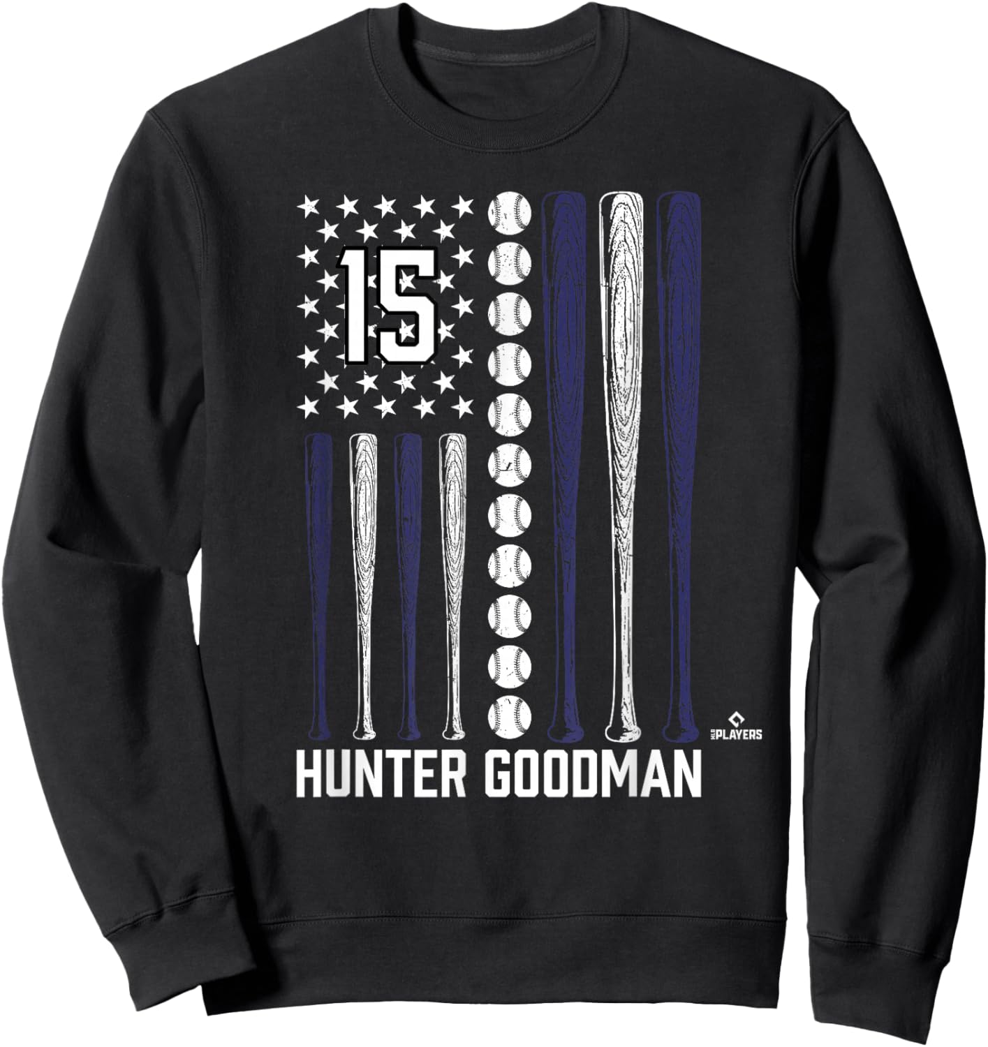 Baseball American Flag Hunter Goodman Colorado Baseball Sweatshirt - Sweatshirt | Black