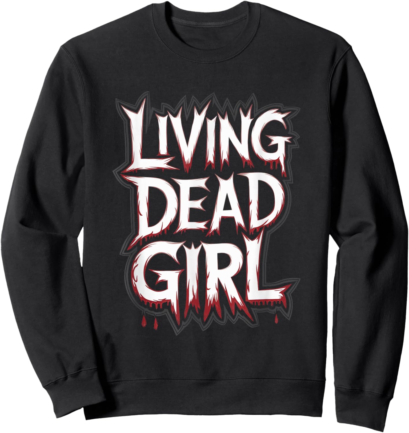 Dripping Blood Zombie Movie Living Dead Girl Halloween Sweatshirt - Sweatshirt | Black