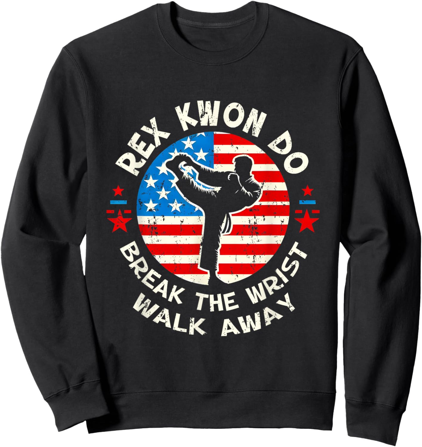Rex Kwon Do American Flag Taekwondo Martial Art Sport Sweatshirt - Sweatshirt | Black