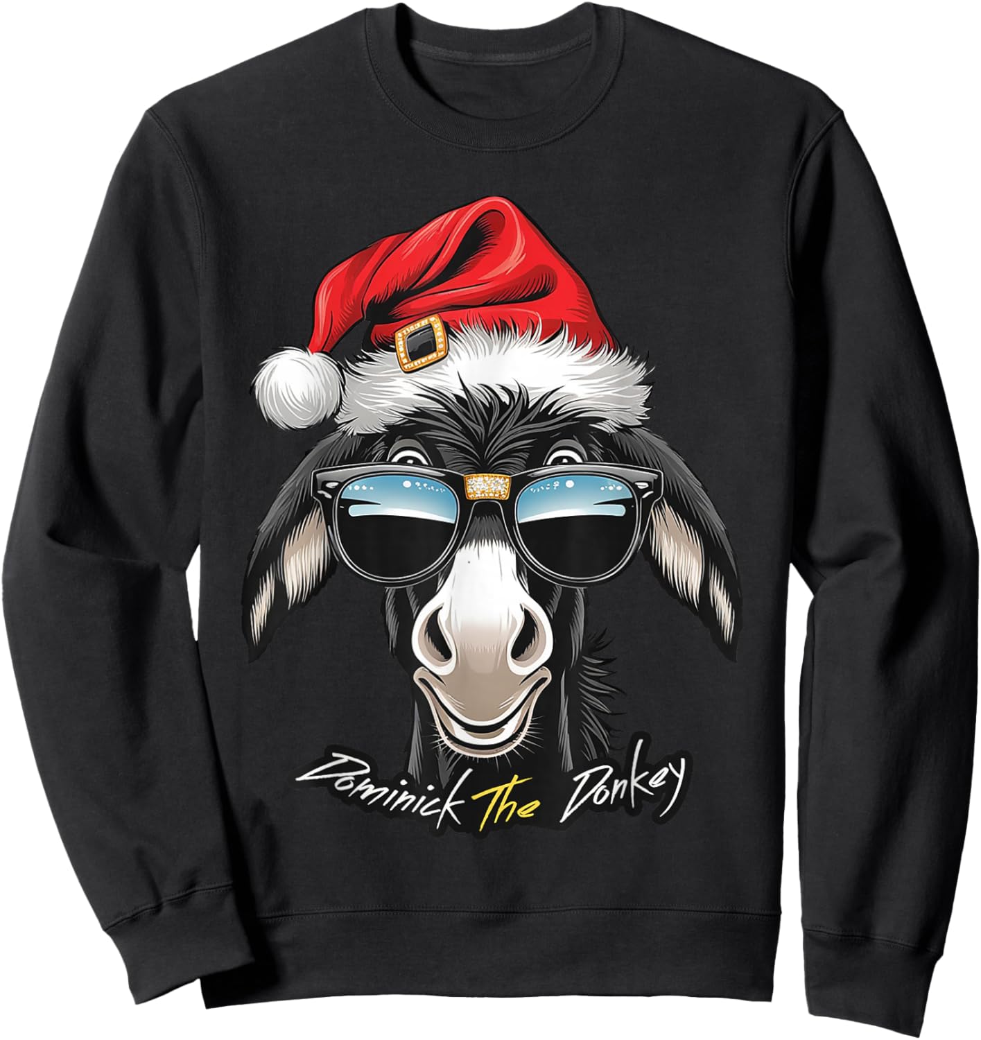 DONKEY FUNNY Dominick The Donkey Funny - -Adults, Blue, Small, Short Sleeve Sweatshirt - Sweatshirt | Black