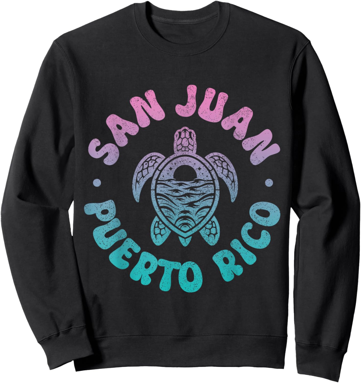 San Juan Puerto Rico Sea Turtle Boricua Souvenir Retro Sweatshirt - Sweatshirt | Black