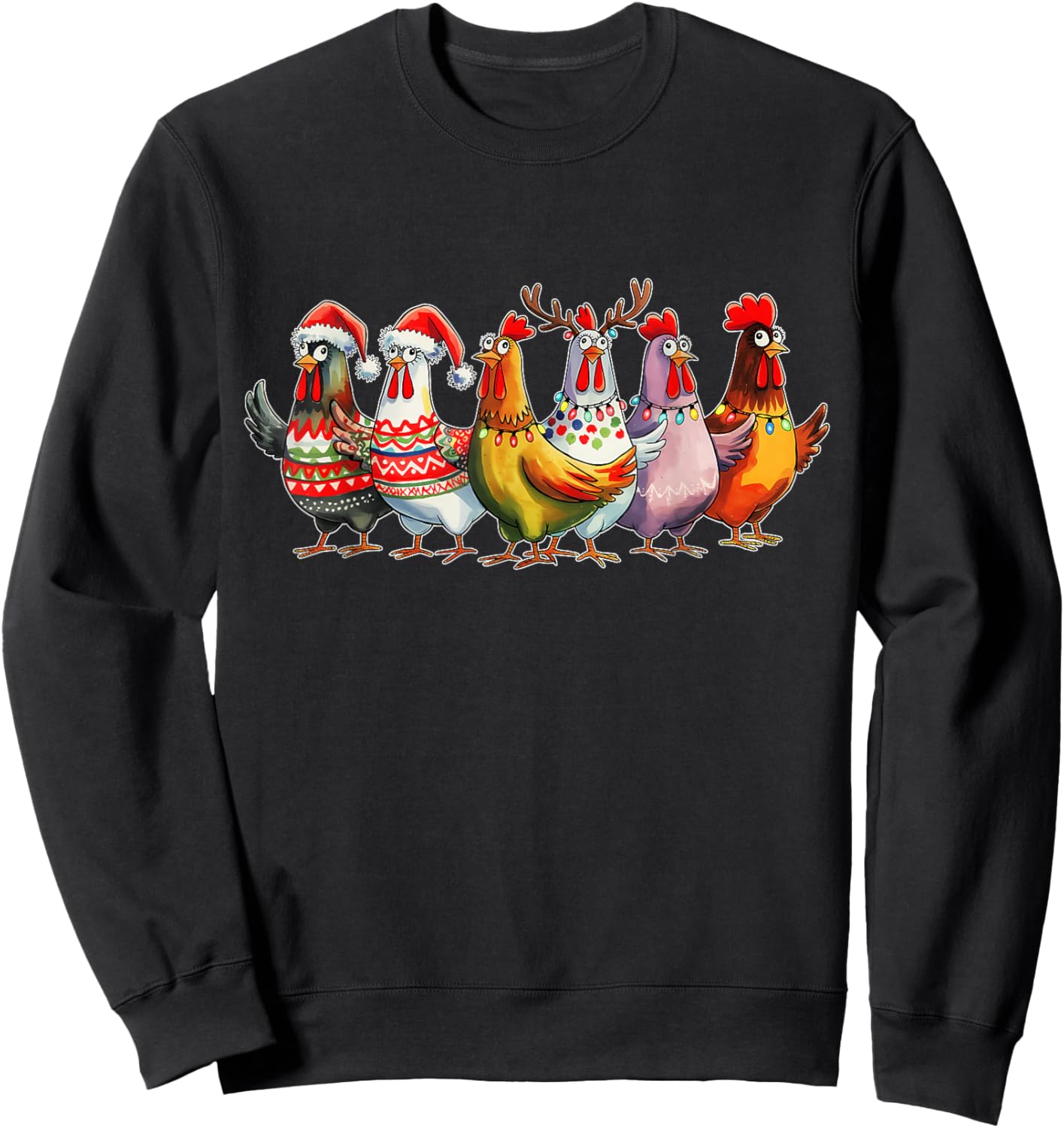 Funny Xmas Chicken Farmer Christmas Matching Family Christma Sweatshirt - Sweatshirt | Black