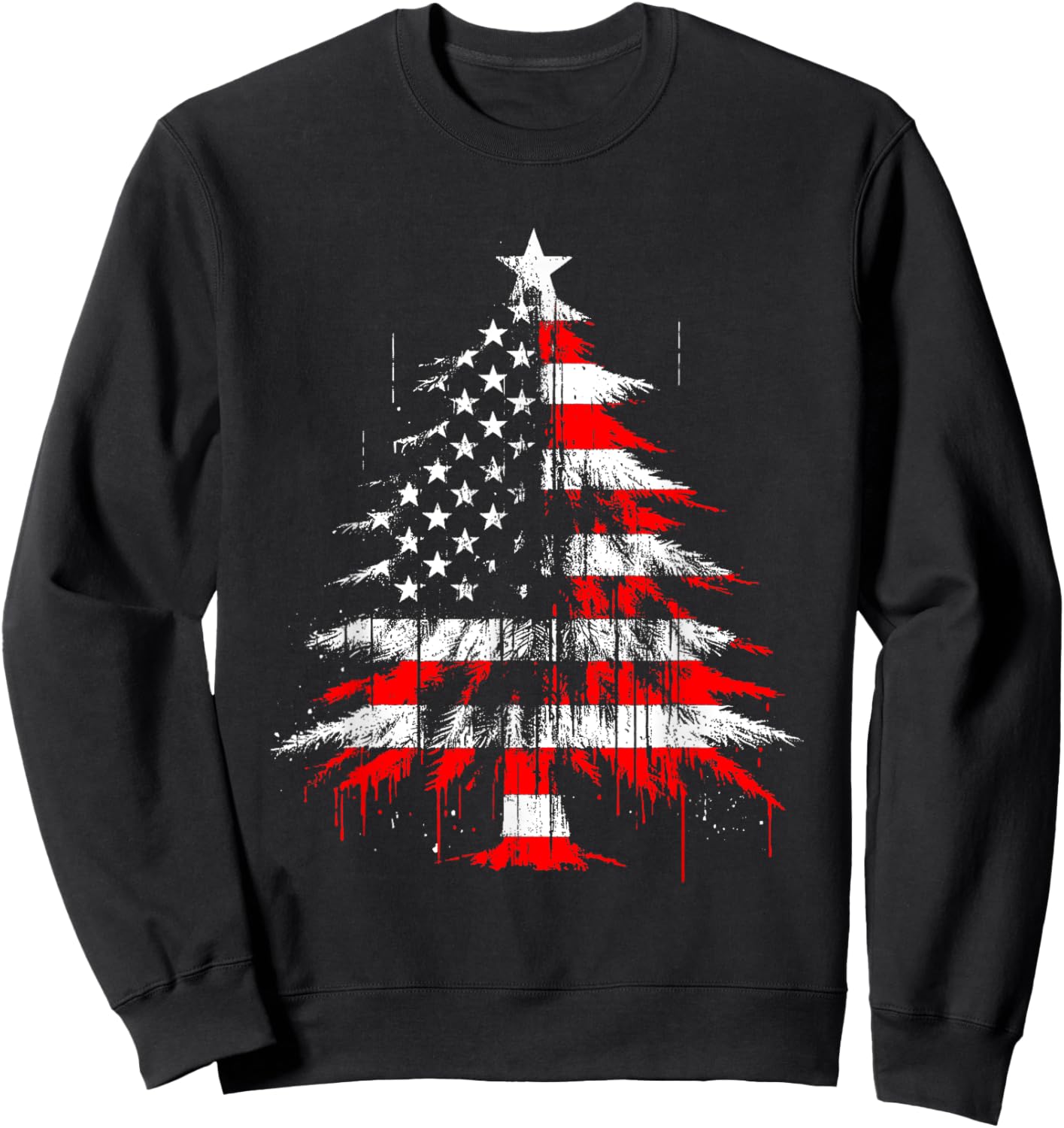 Christmas Tree American Flag - Patriotic USA Xmas Lover Sweatshirt - Sweatshirt | Black