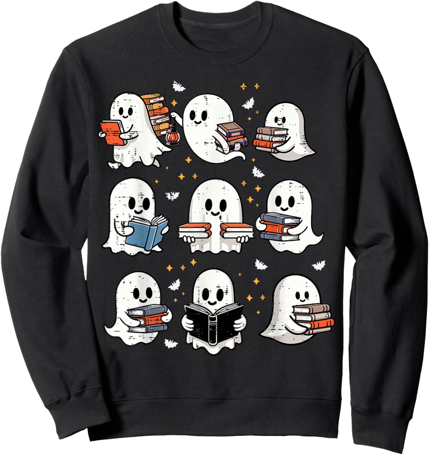 Ghosts With Books Library Halloween Men Women Kids Teacher Sweatshirt - Sweatshirt | Black