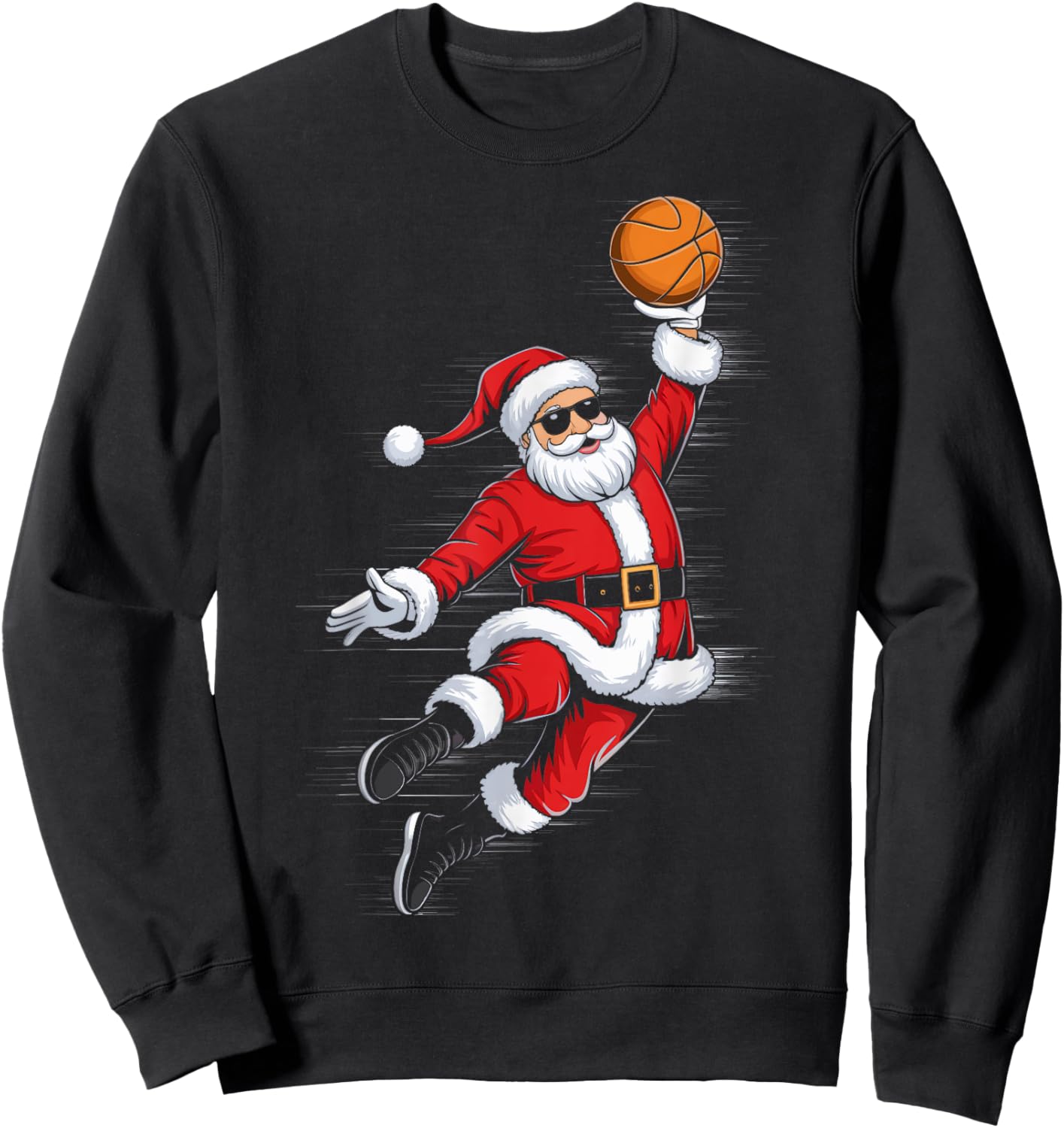 Cute Dunking Santa Playing Basketball Christmas Sports Sweatshirt - Sweatshirt | Black