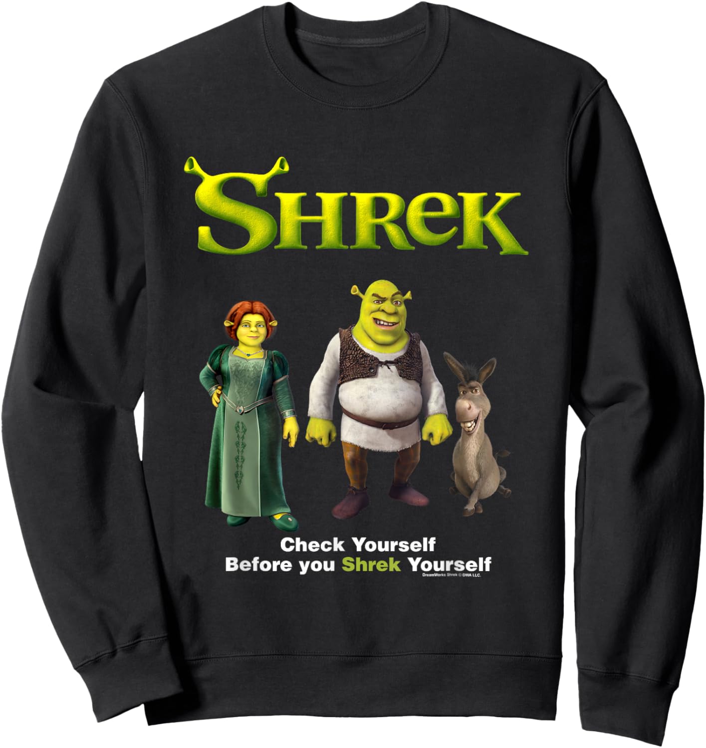 Shrek Check Yourself Before You Shrek Yourself Chest Logo Sweatshirt - Sweatshirt | Black
