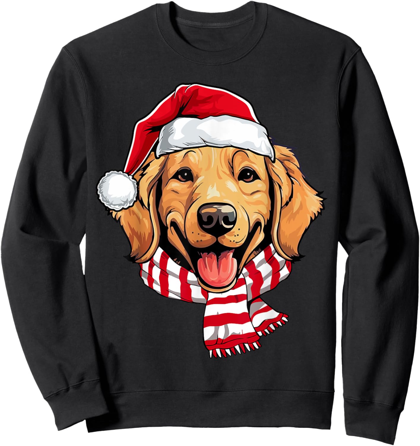 Santa Golden Retriever Christmas Dog Lover Men Women Kids Sweatshirt - Sweatshirt | Black