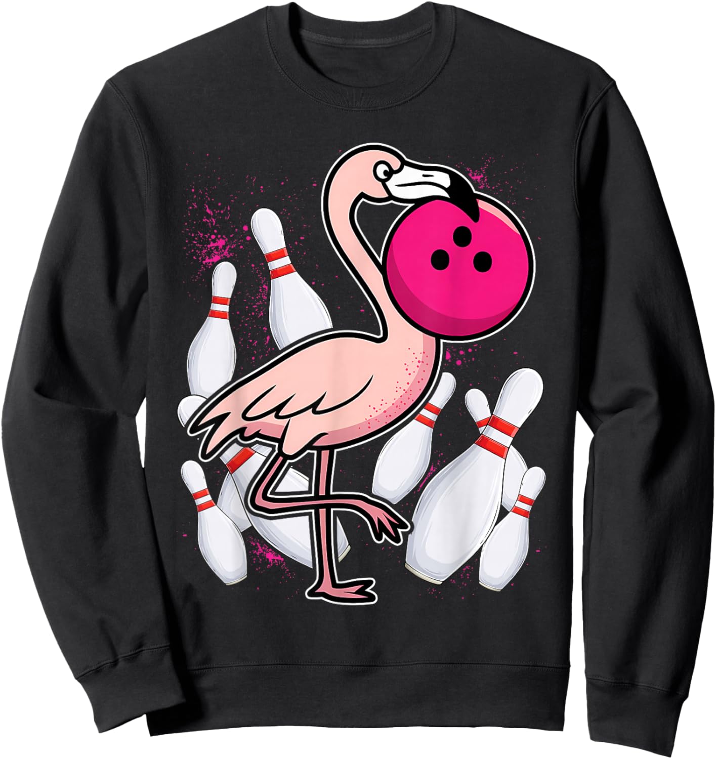 Flamingo Pink Bowling Ball - Funny Bowl Sweatshirt - Sweatshirt | Black
