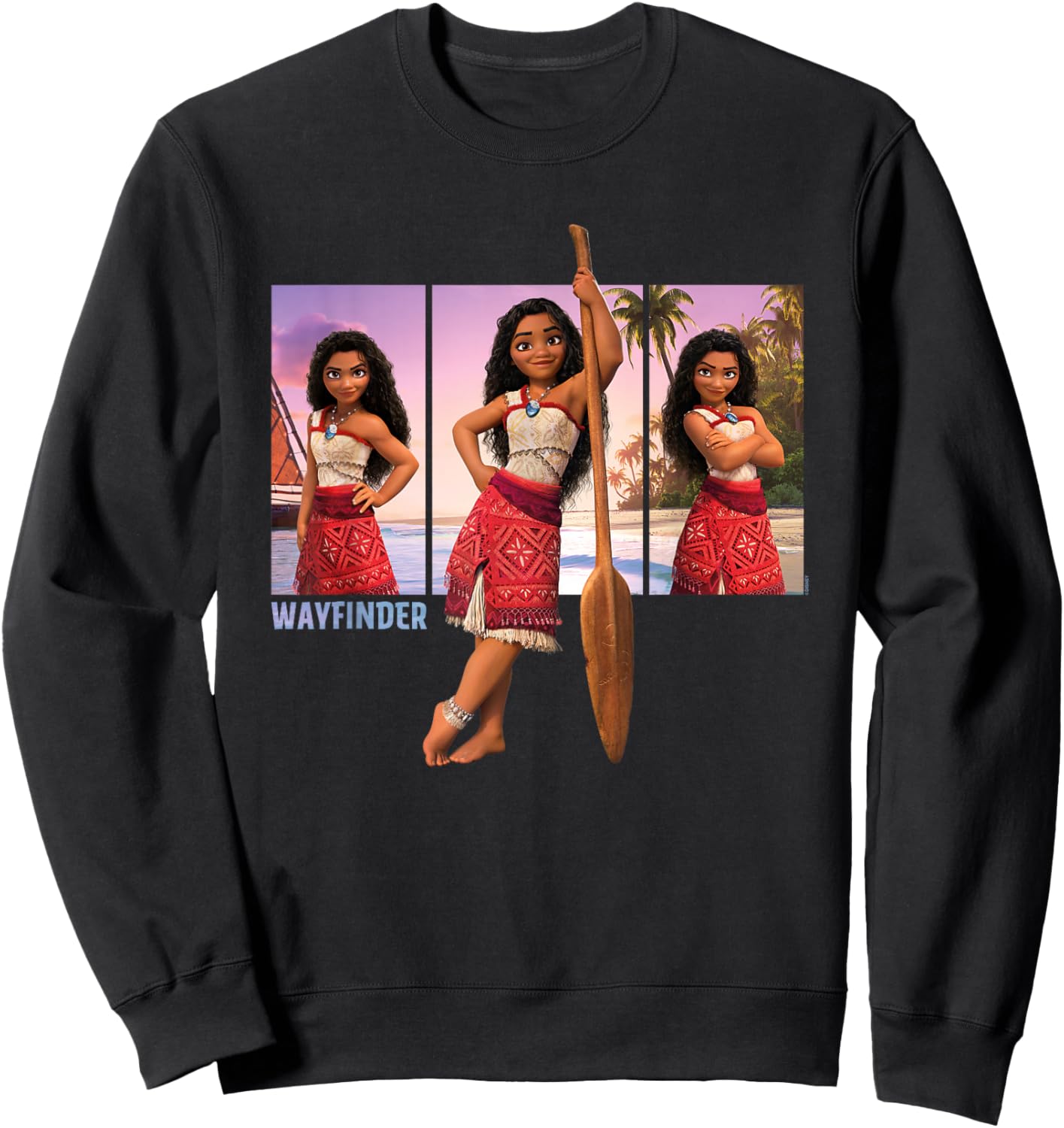 Disney Moana 2 Wayfinder Moana with Oar Pose Trio Sweatshirt - Sweatshirt | Black