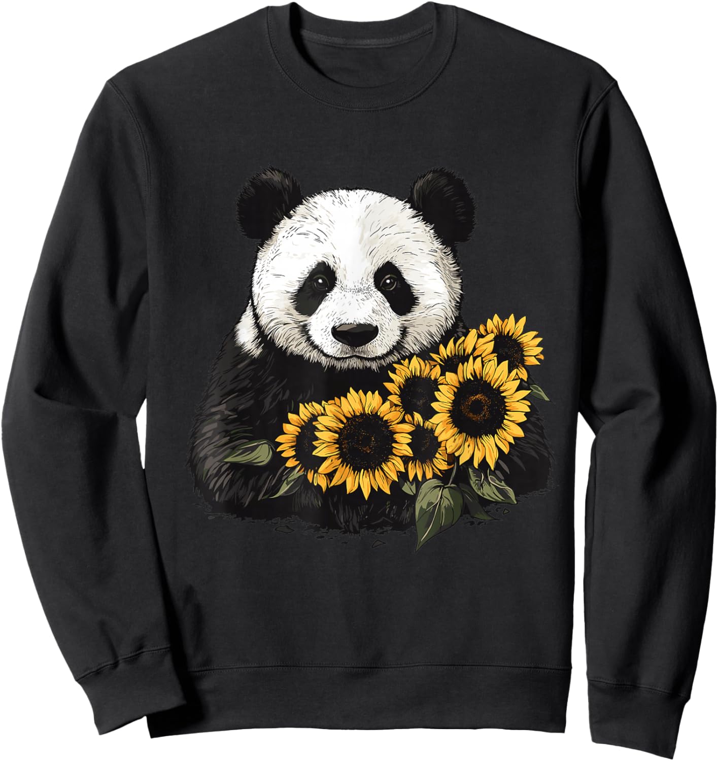 Panda bear with sunflowers, Panda Bear Sweatshirt - Sweatshirt | Black