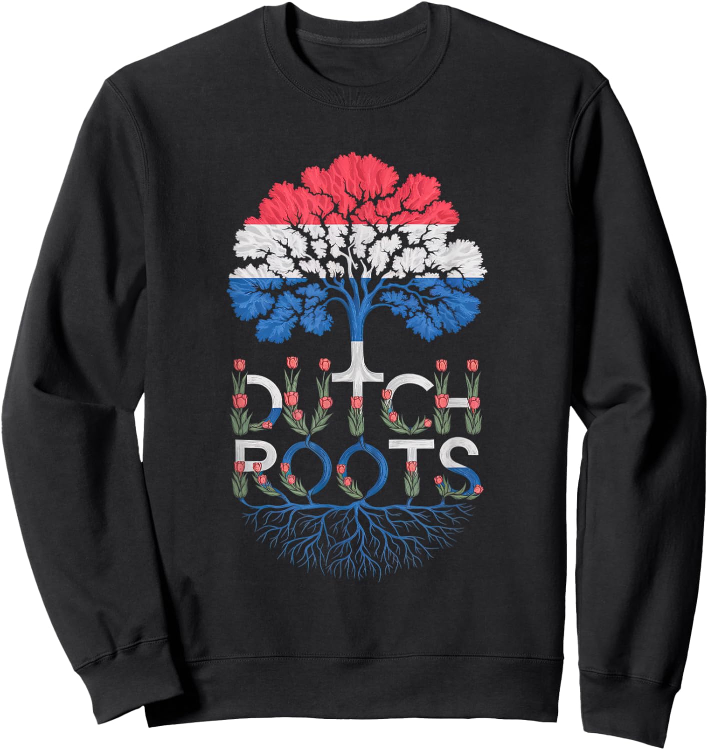 Dutch Roots - Netherlands Flag Colors Family Tree Souvenir Sweatshirt - Sweatshirt | Black