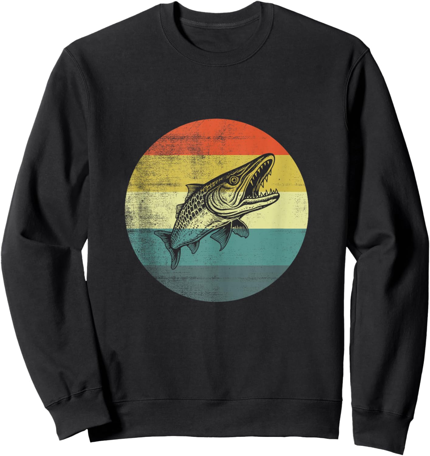 Retro Design Barracuda Fish Sweatshirt - Sweatshirt | Black
